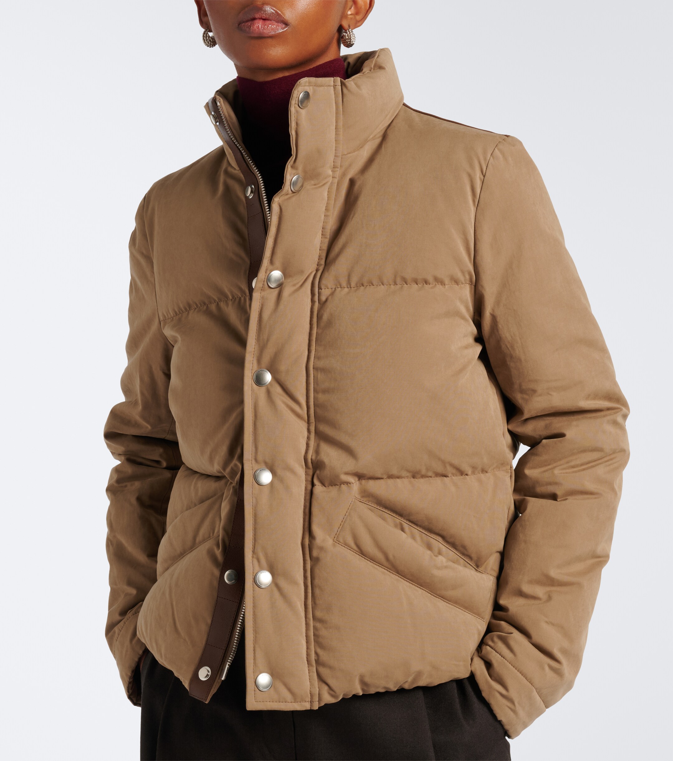 Tod's Tod's Leather-trimmed puffer jacket