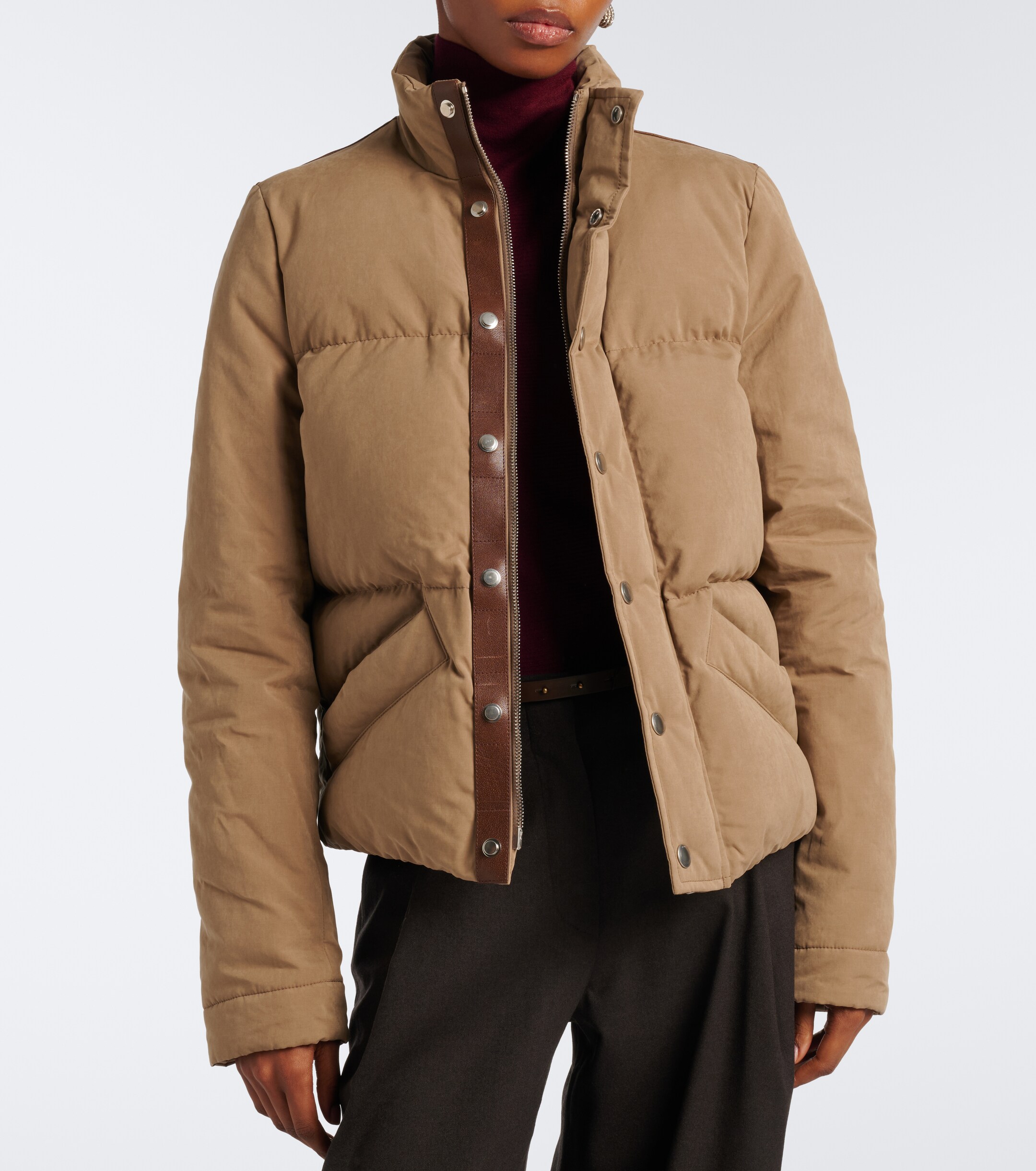 Tod's Tod's Leather-trimmed puffer jacket
