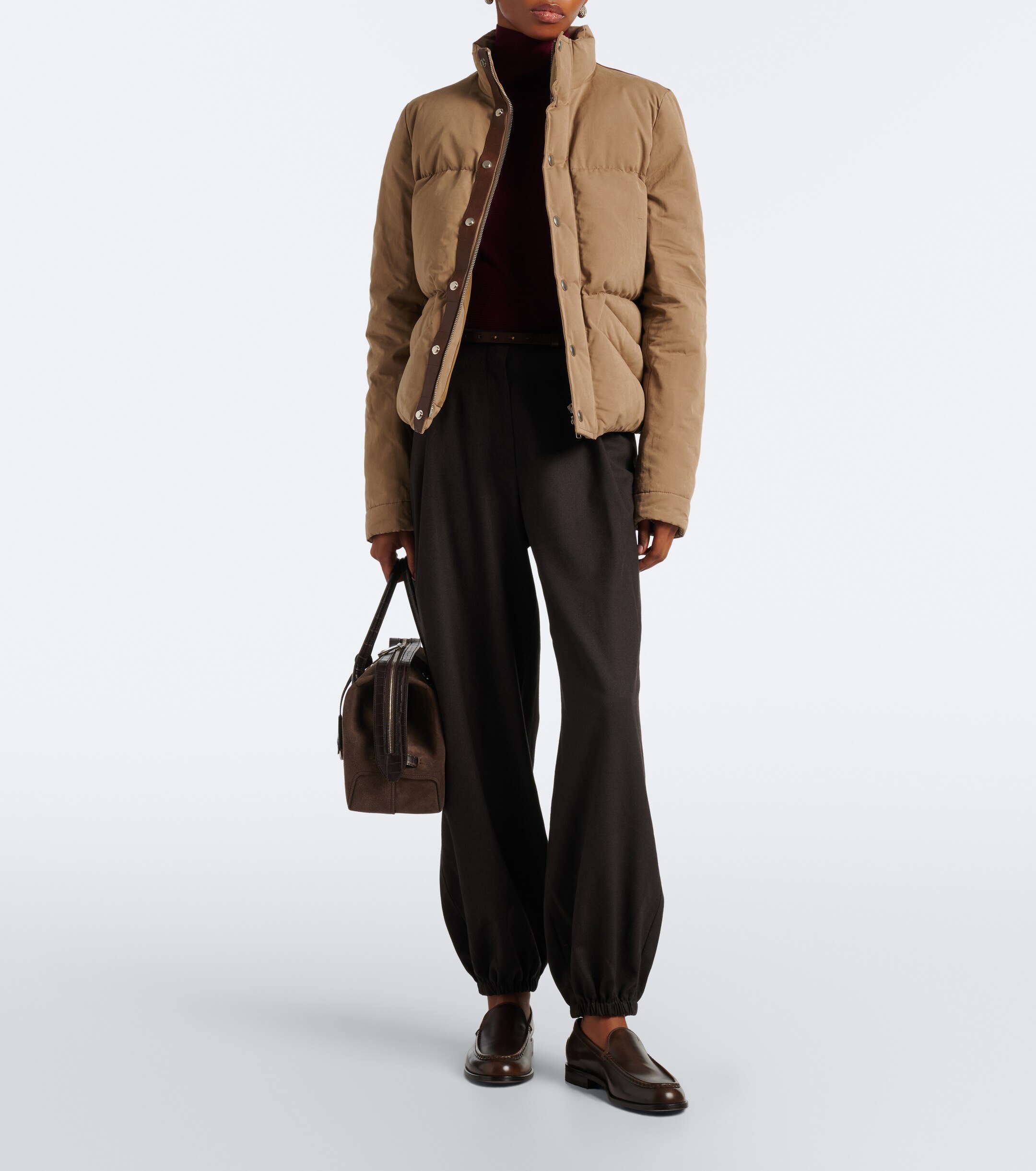 Tod's Tod's Leather-trimmed puffer jacket