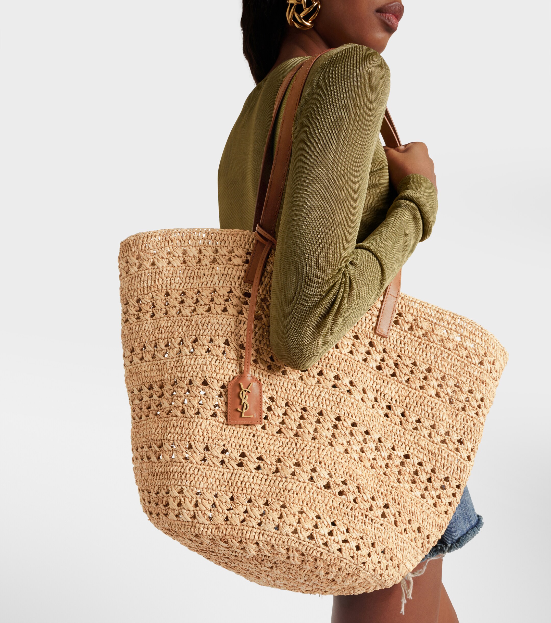 Saint Laurent Panier Medium raffia basket bag