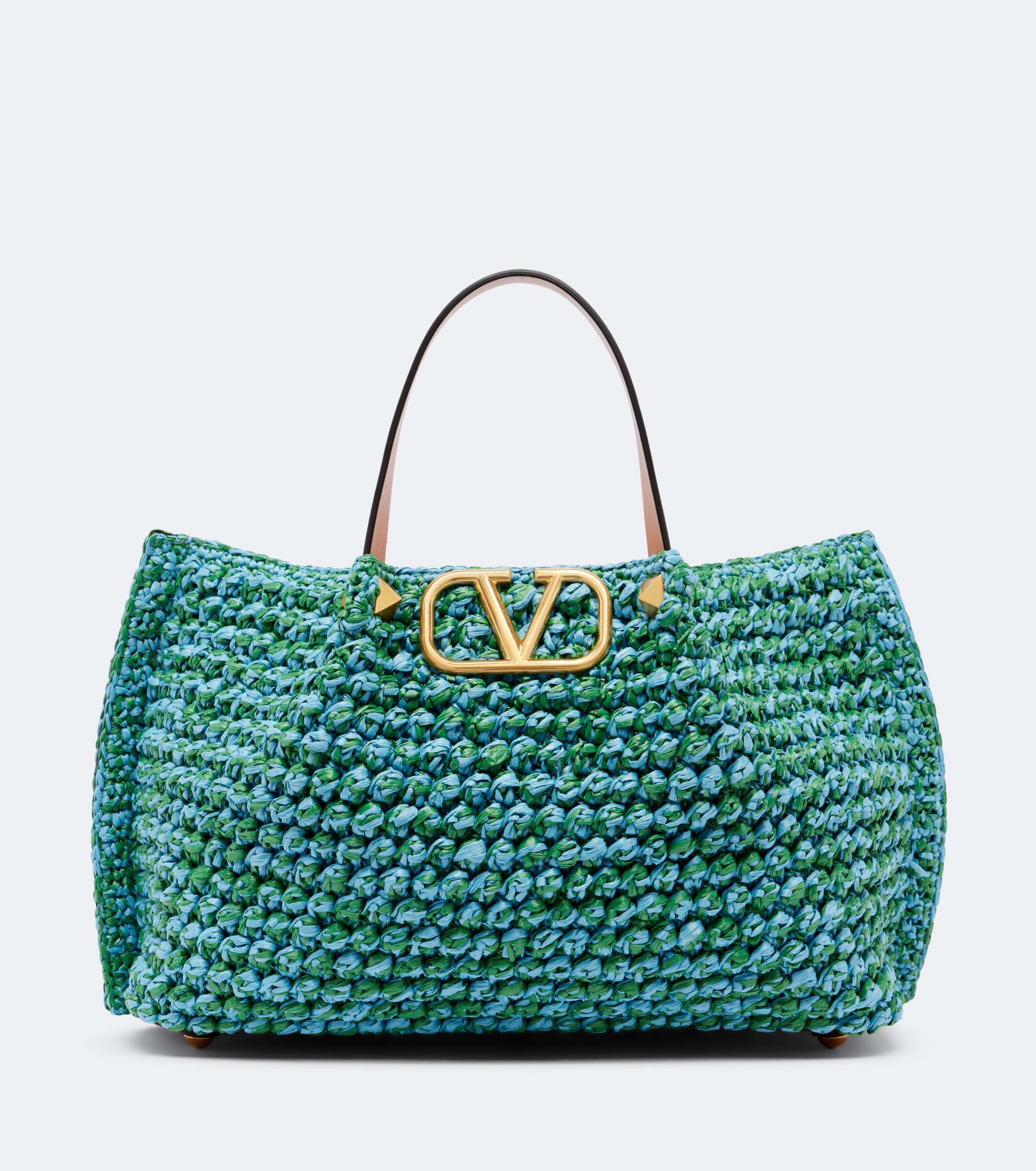 Valentino Garavani VLogo Medium raffia-effect tote bag