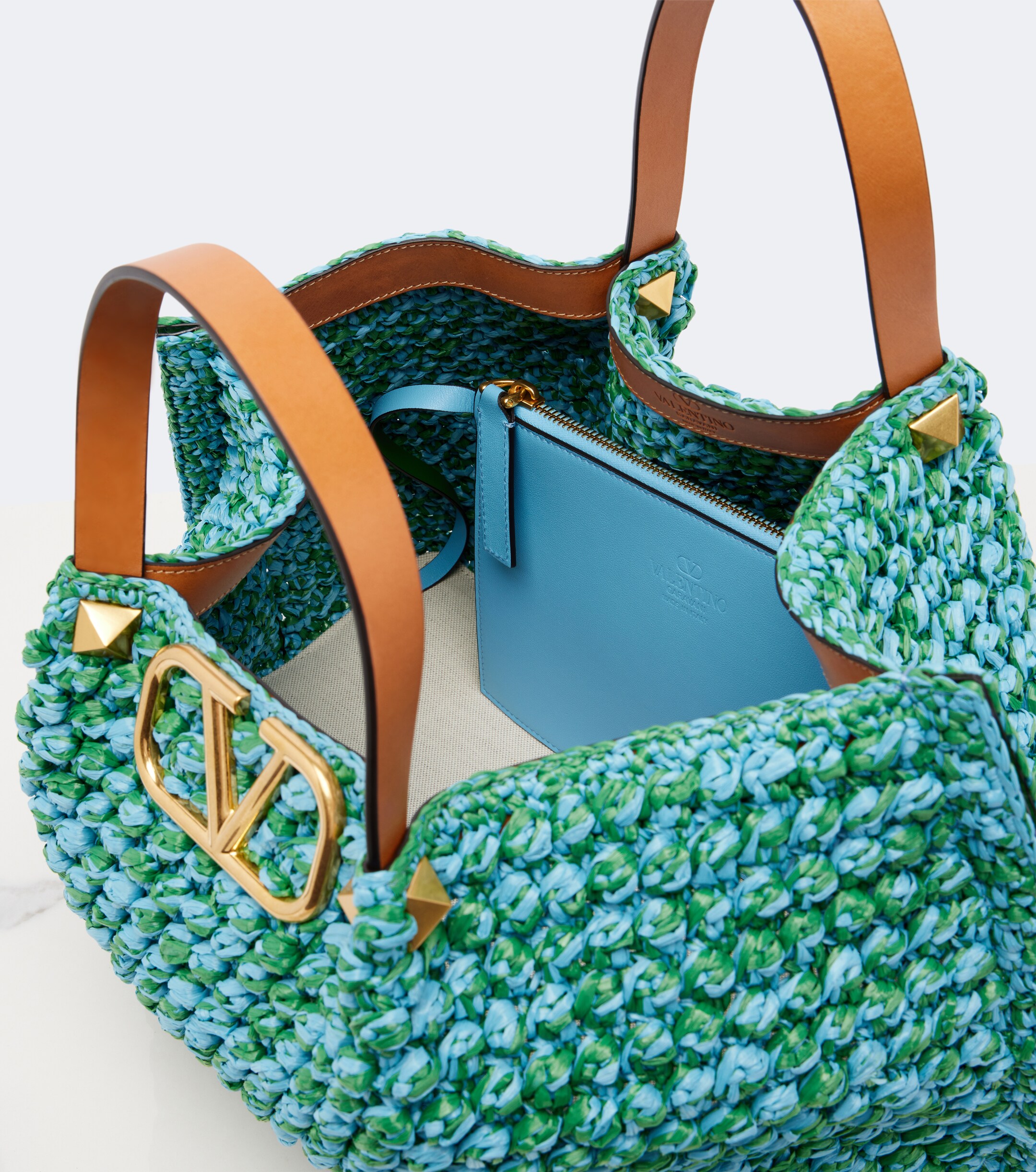 Valentino Garavani VLogo Medium raffia-effect tote bag thumbnail