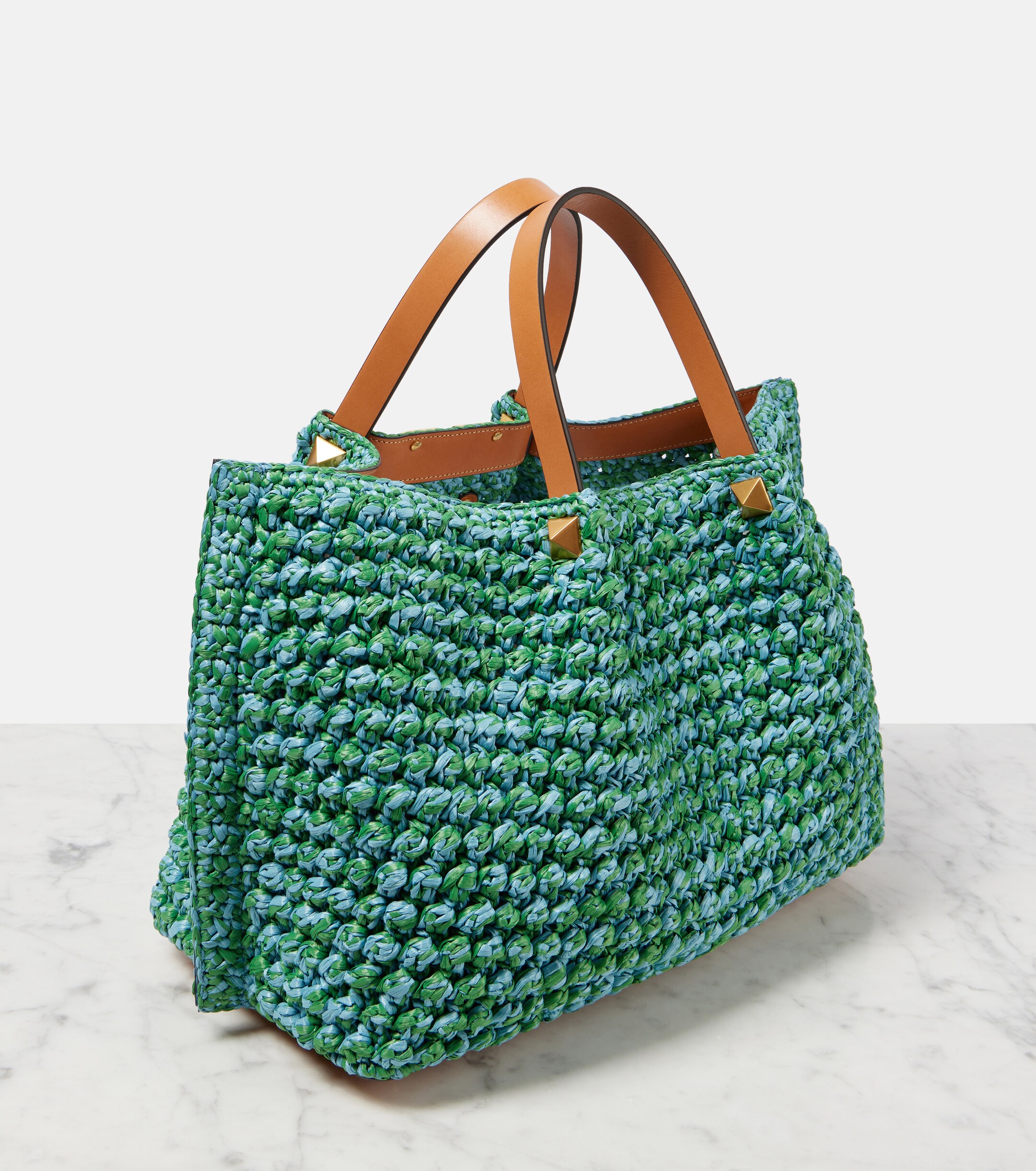 Valentino Garavani VLogo Medium raffia-effect tote bag thumbnail