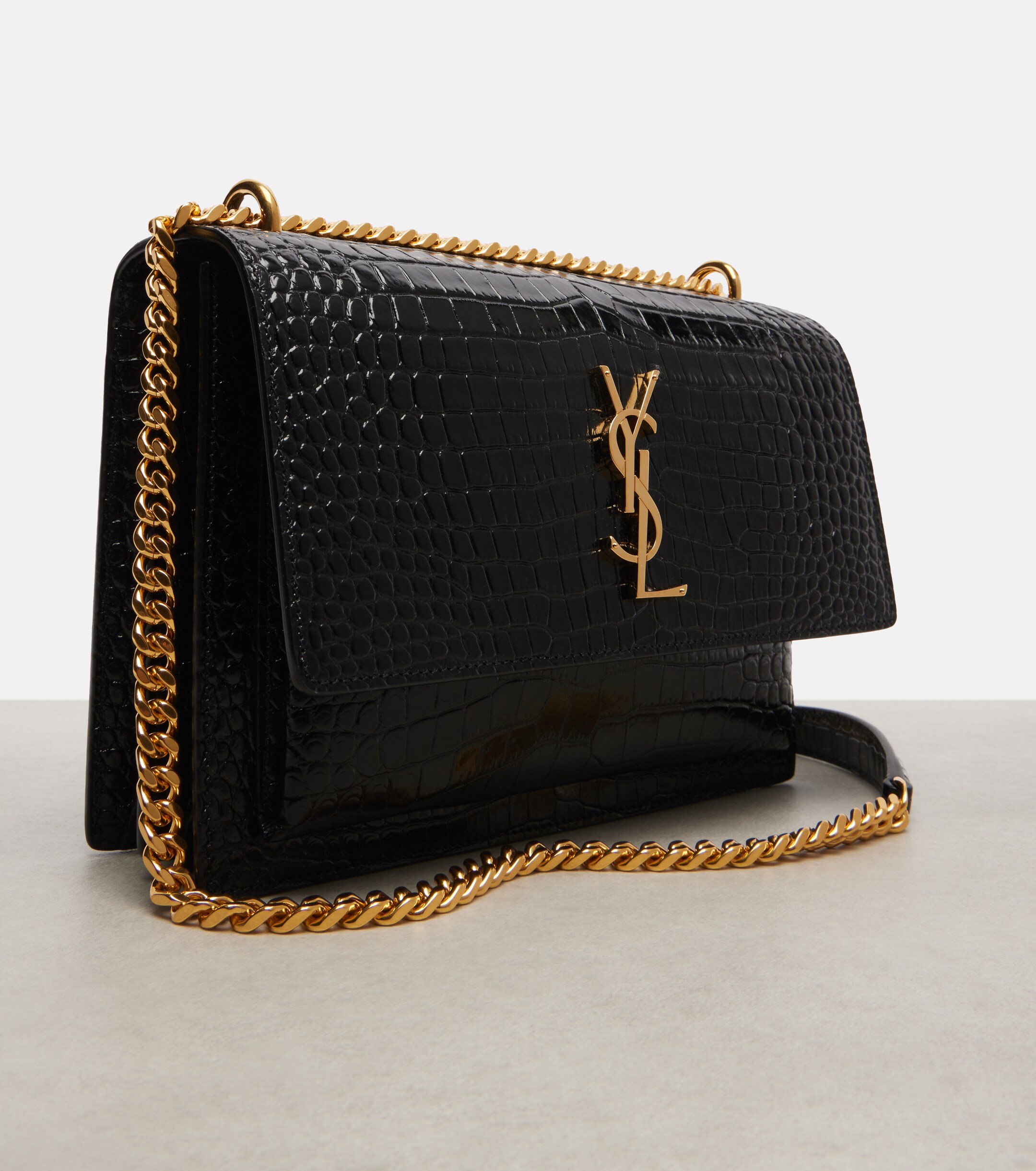 Saint Laurent Sunset Medium croc-effect leather shoulder bag