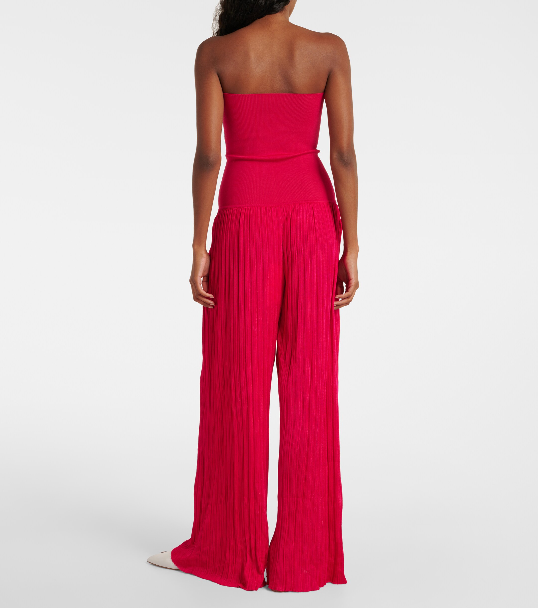 Alaïa Strapless pleated knitted jumpsuit