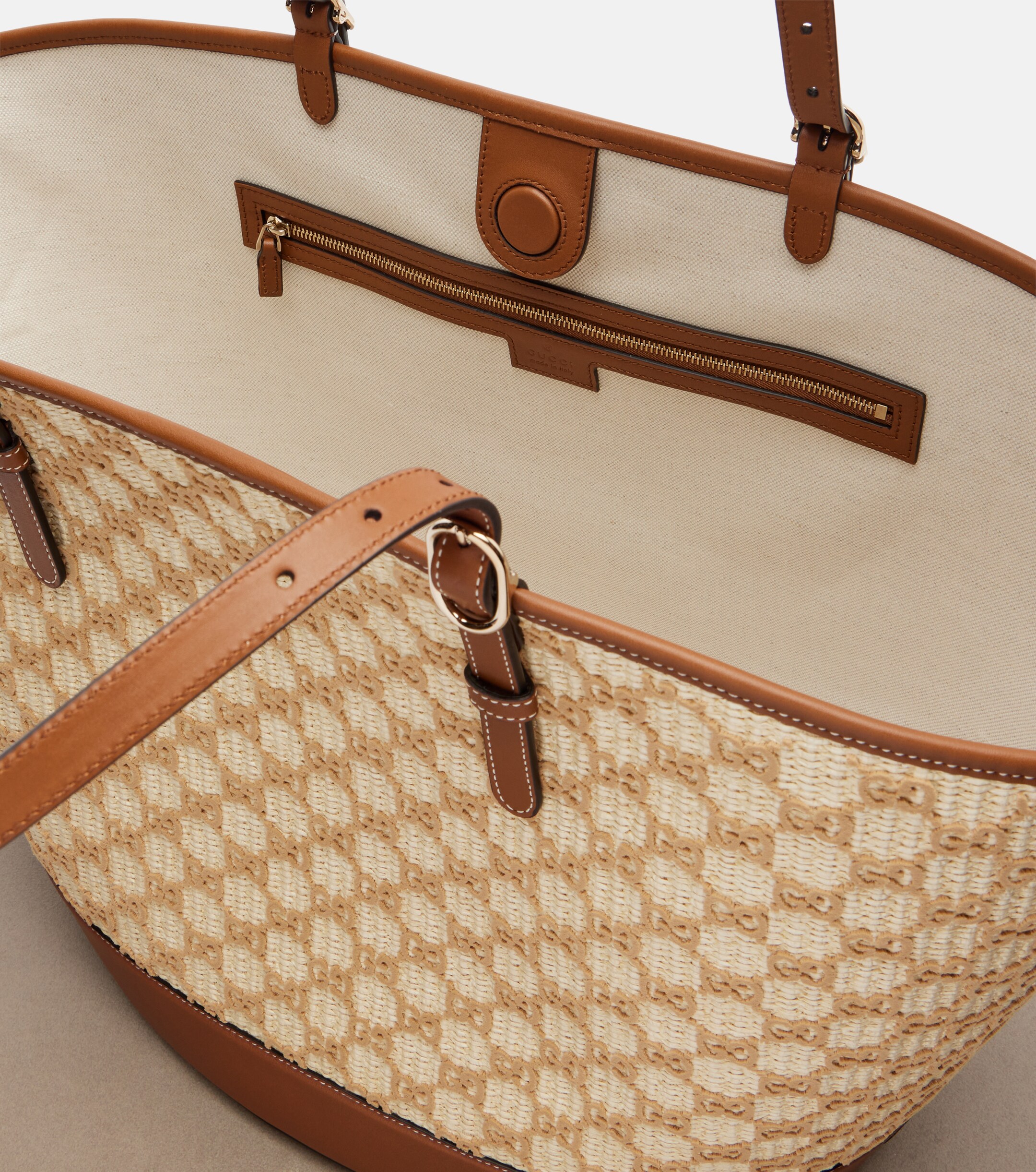 Gucci GG Large raffia-effect tote bag