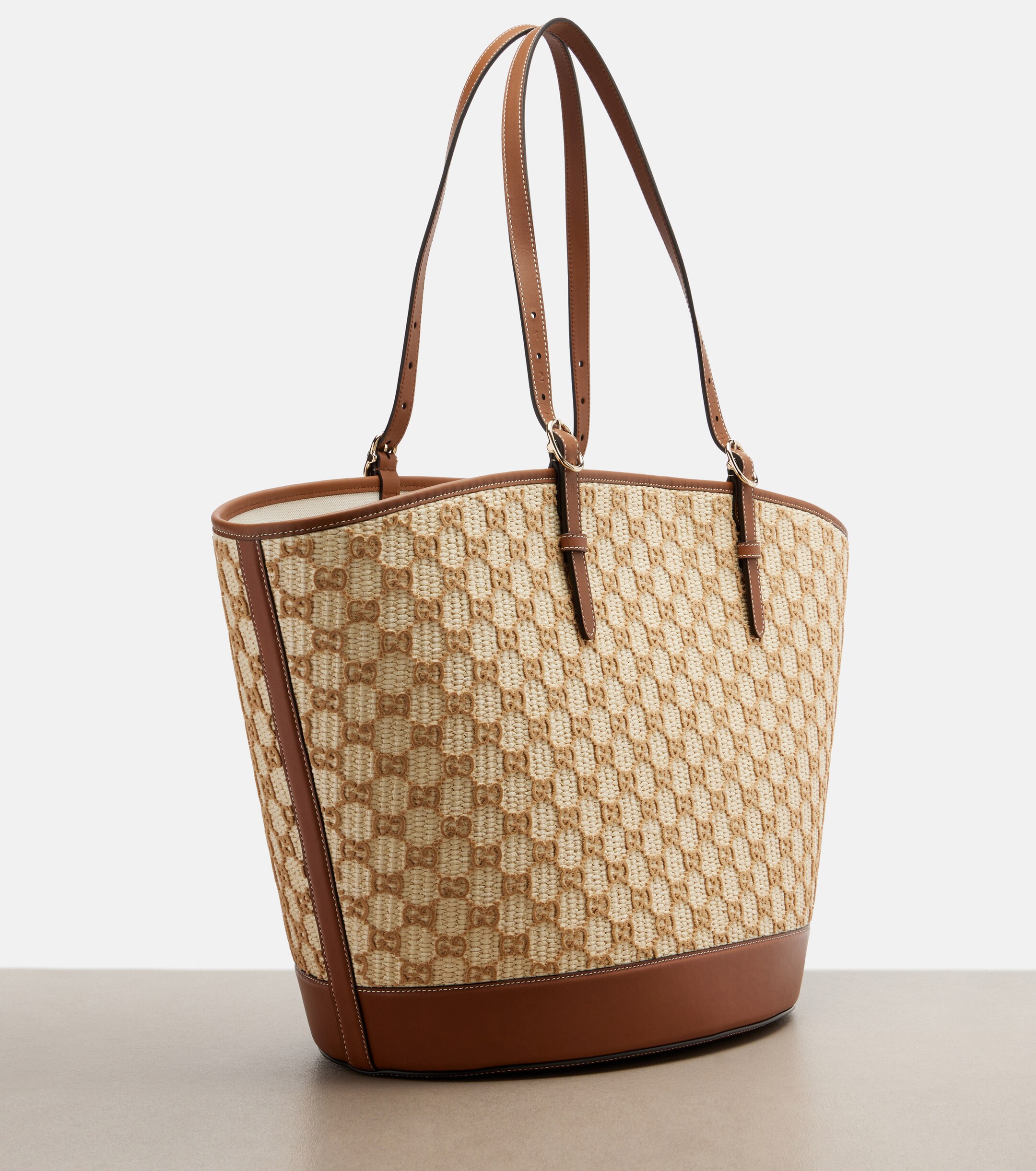 Gucci GG Large raffia-effect tote bag