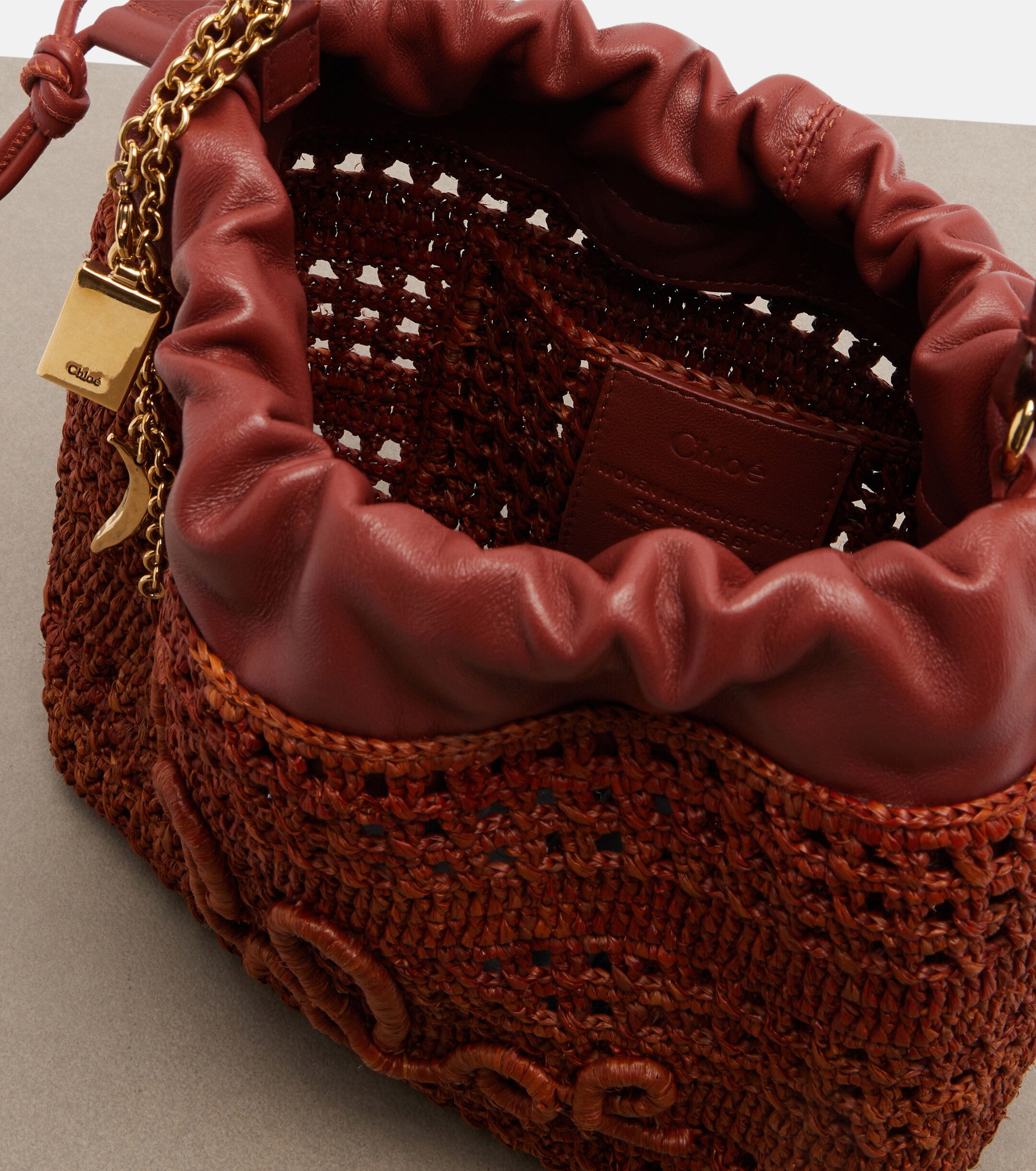 Chloé Summer Banana Mini raffia bucket bag