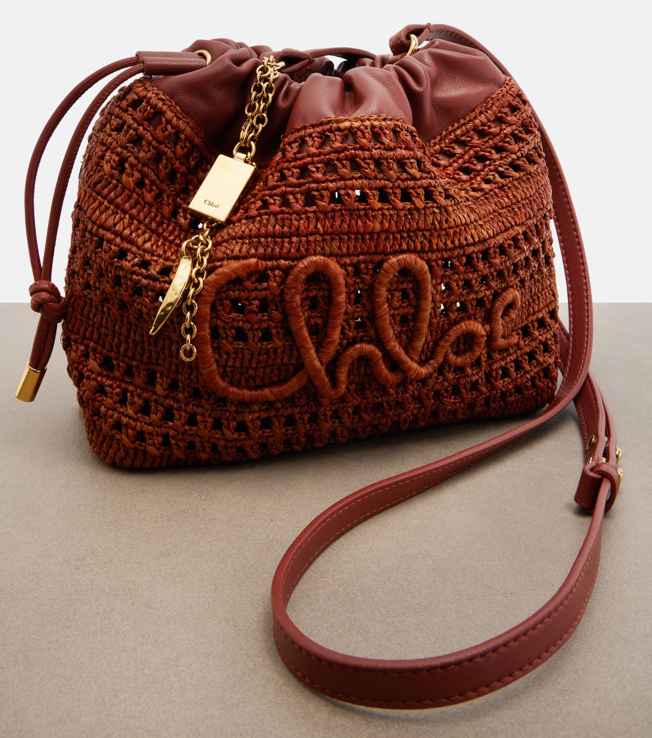 Chloé Summer Banana Mini raffia bucket bag