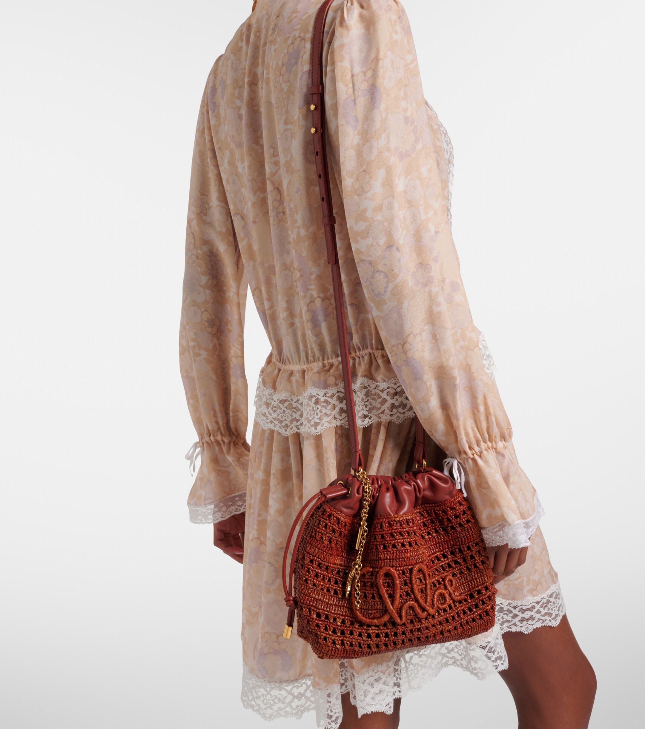 Chloé Summer Banana Mini raffia bucket bag