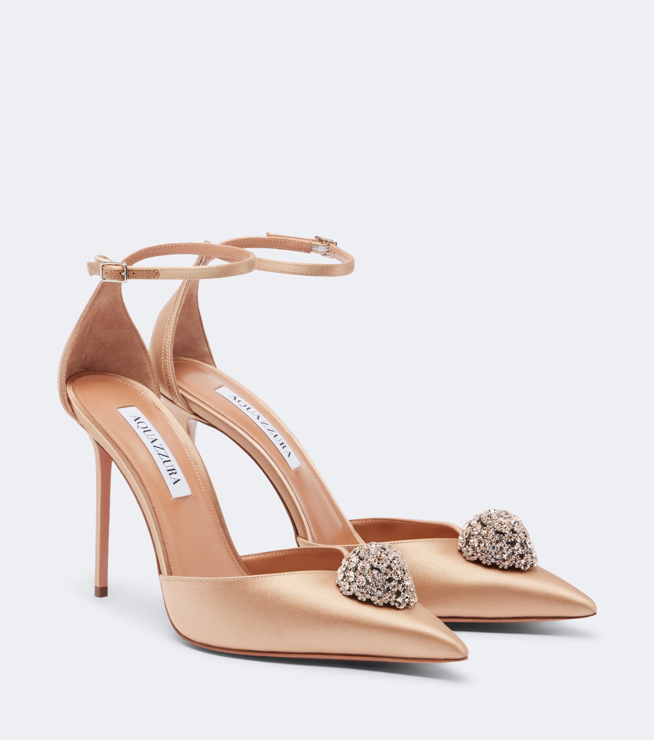 AQUAZZURA Aquazzura Drop embellished satin slingback pumps