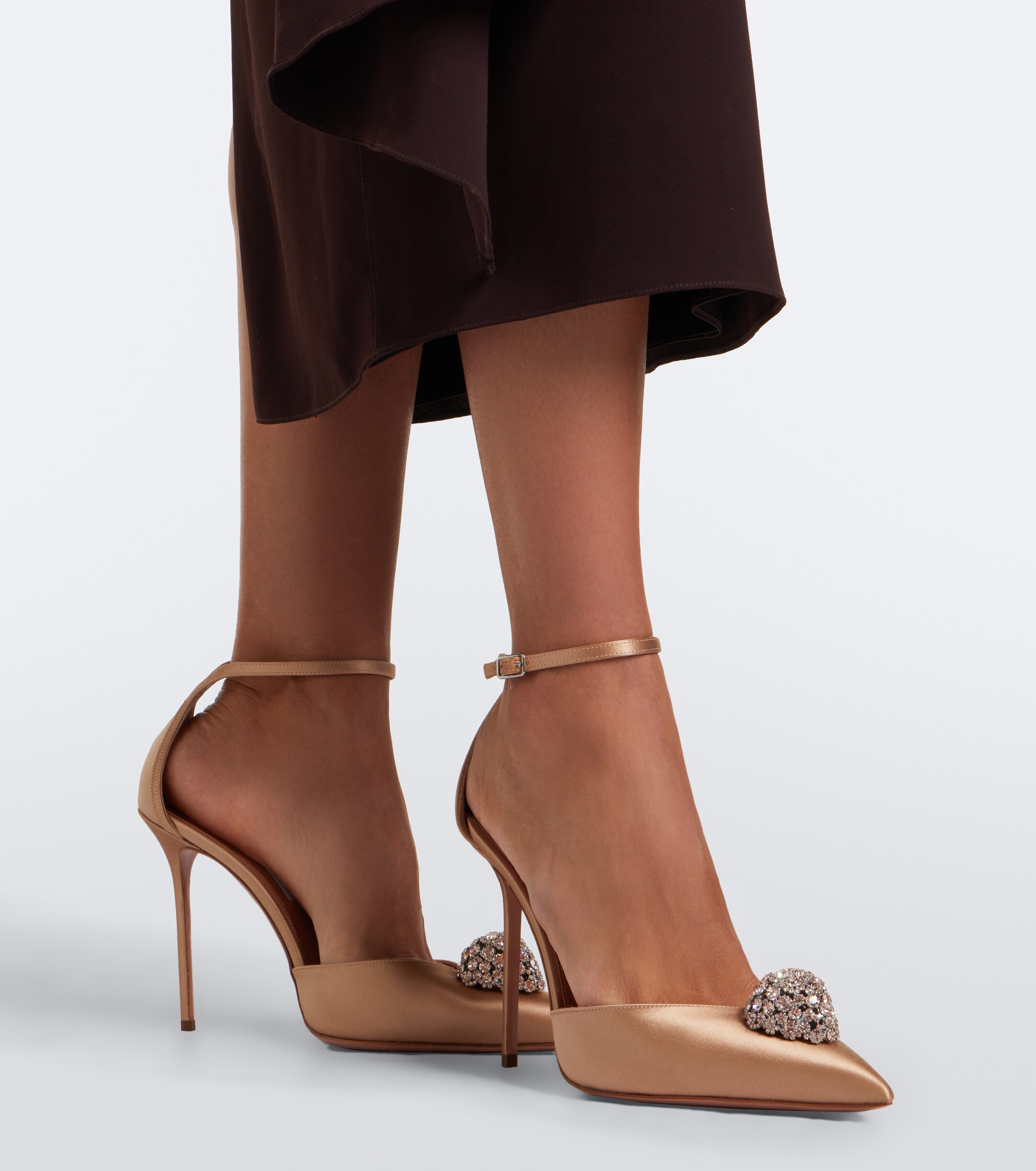 AQUAZZURA Aquazzura Drop embellished satin slingback pumps