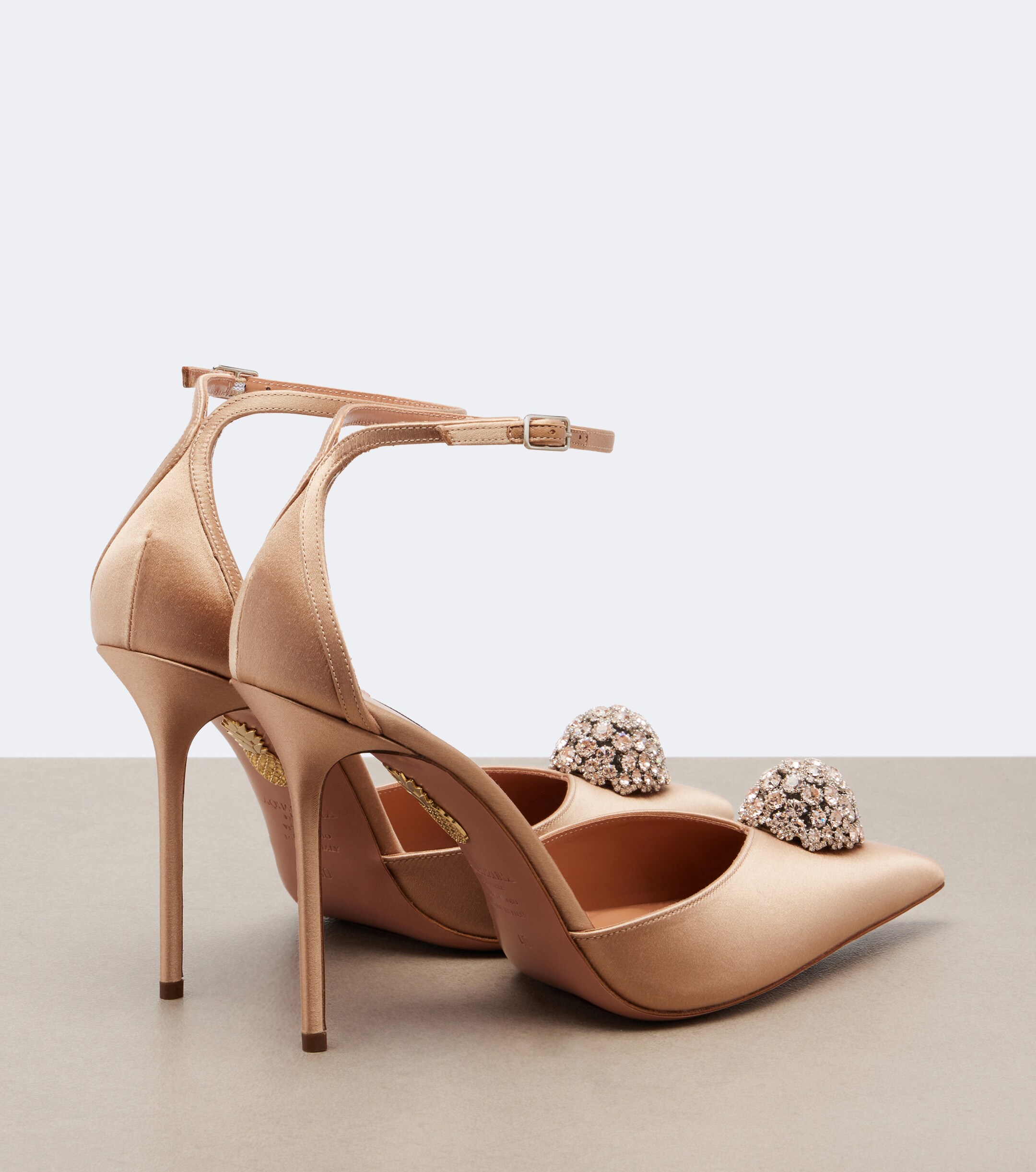 AQUAZZURA Aquazzura Drop embellished satin slingback pumps