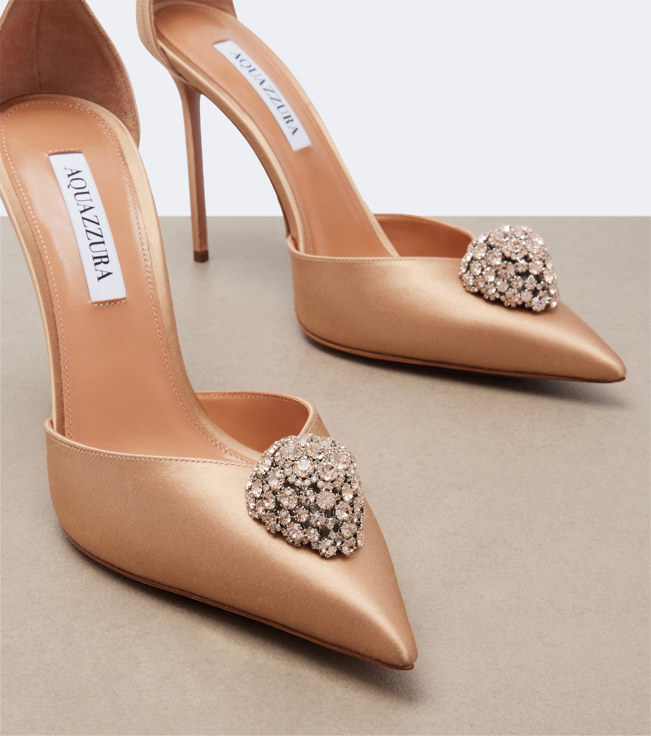 AQUAZZURA Aquazzura Drop embellished satin slingback pumps