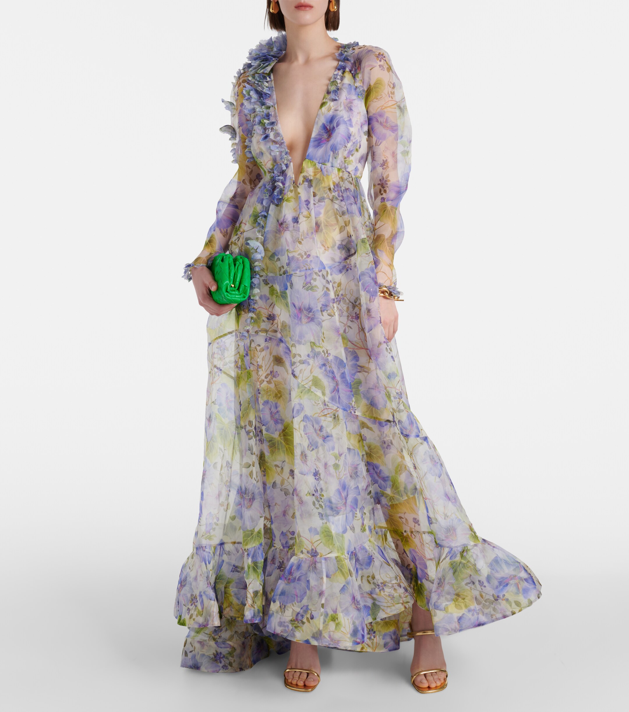 zimmermann organza dress Zimmermann Luna Ruffle Silk Organza Maxi Dress - Violet Dahlia - 30% Off