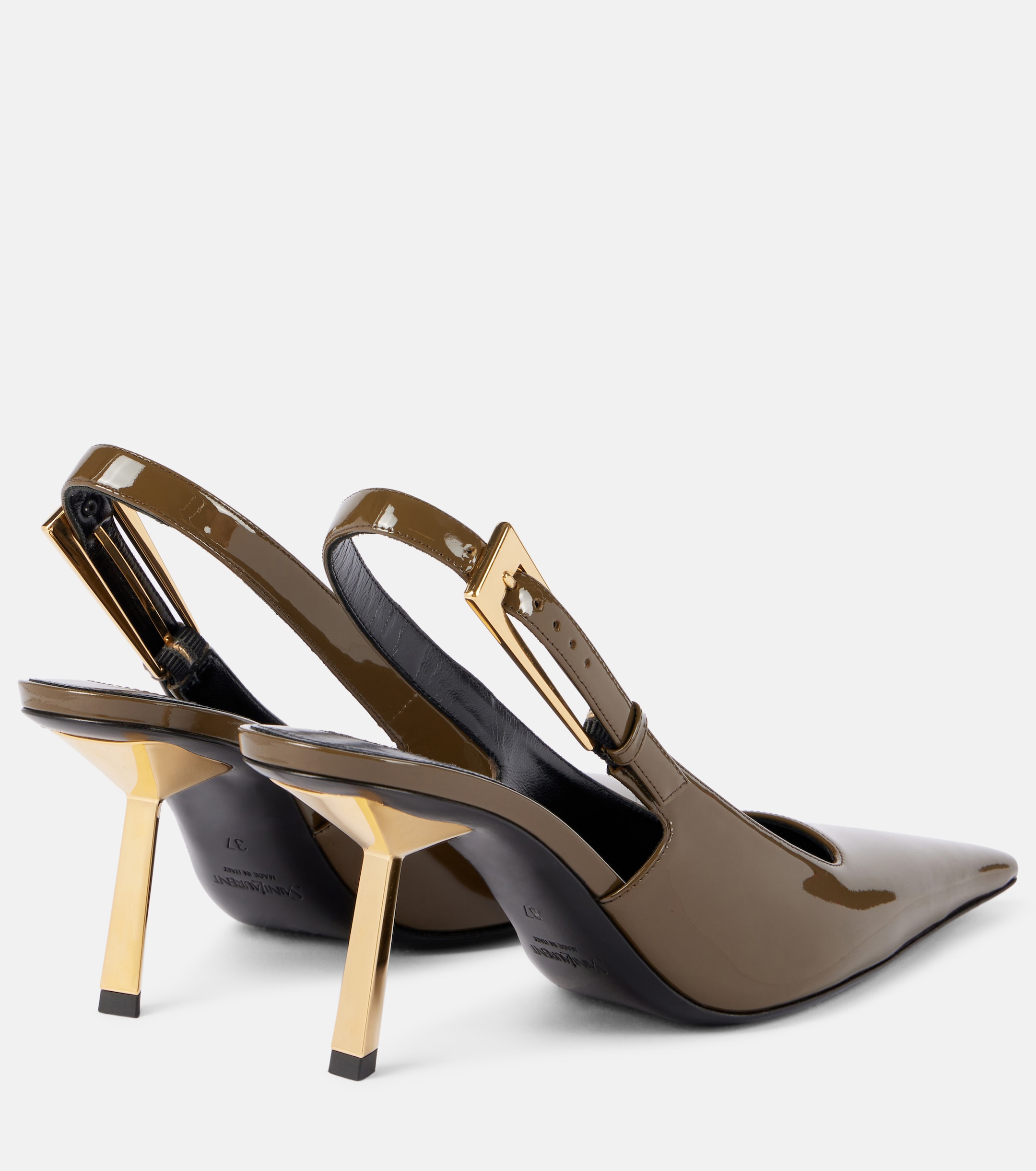 Saint Laurent Lee 75 patent leather slingback pumps thumbnail