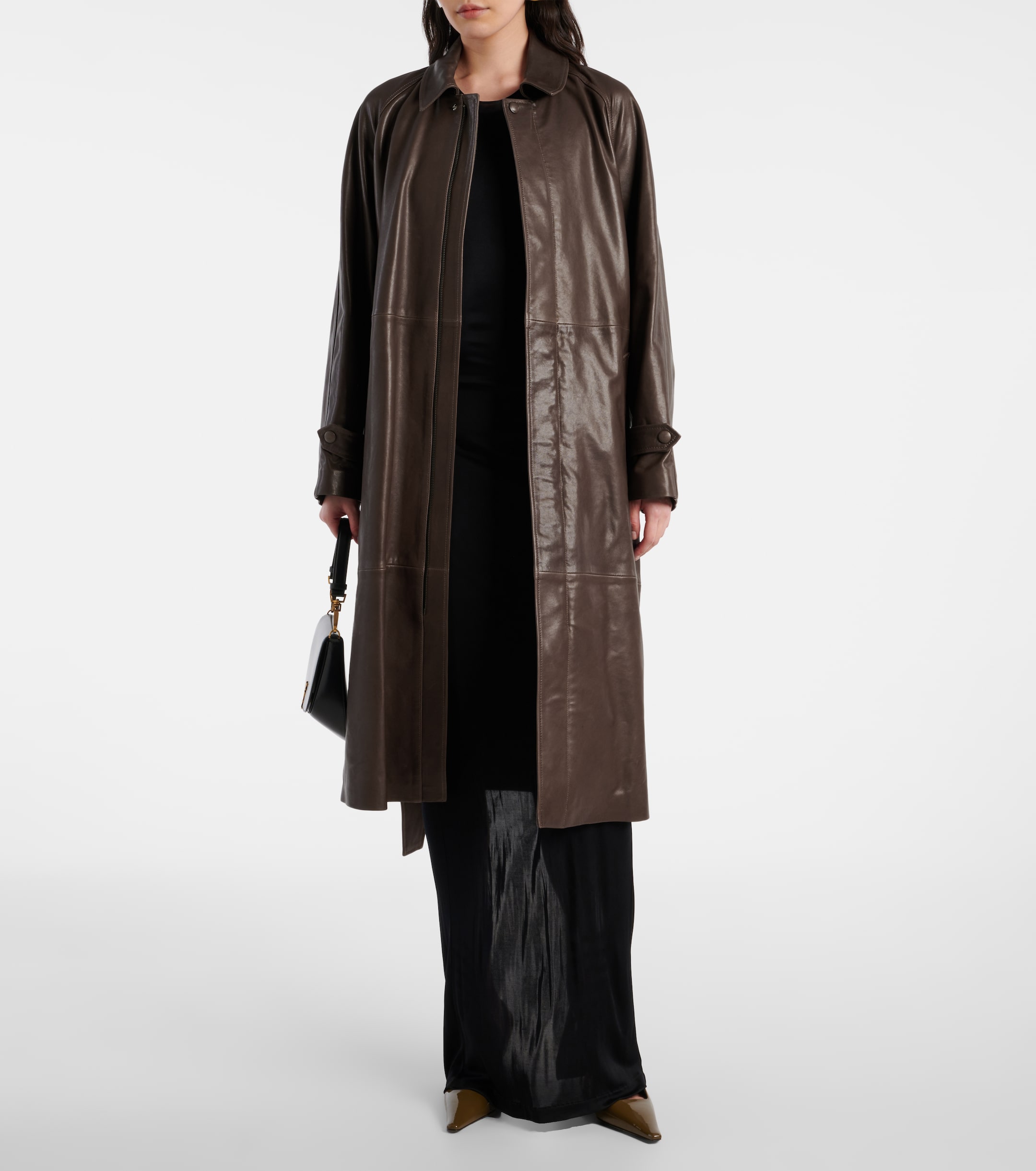 NOUR HAMMOUR Isolde belted leather coat