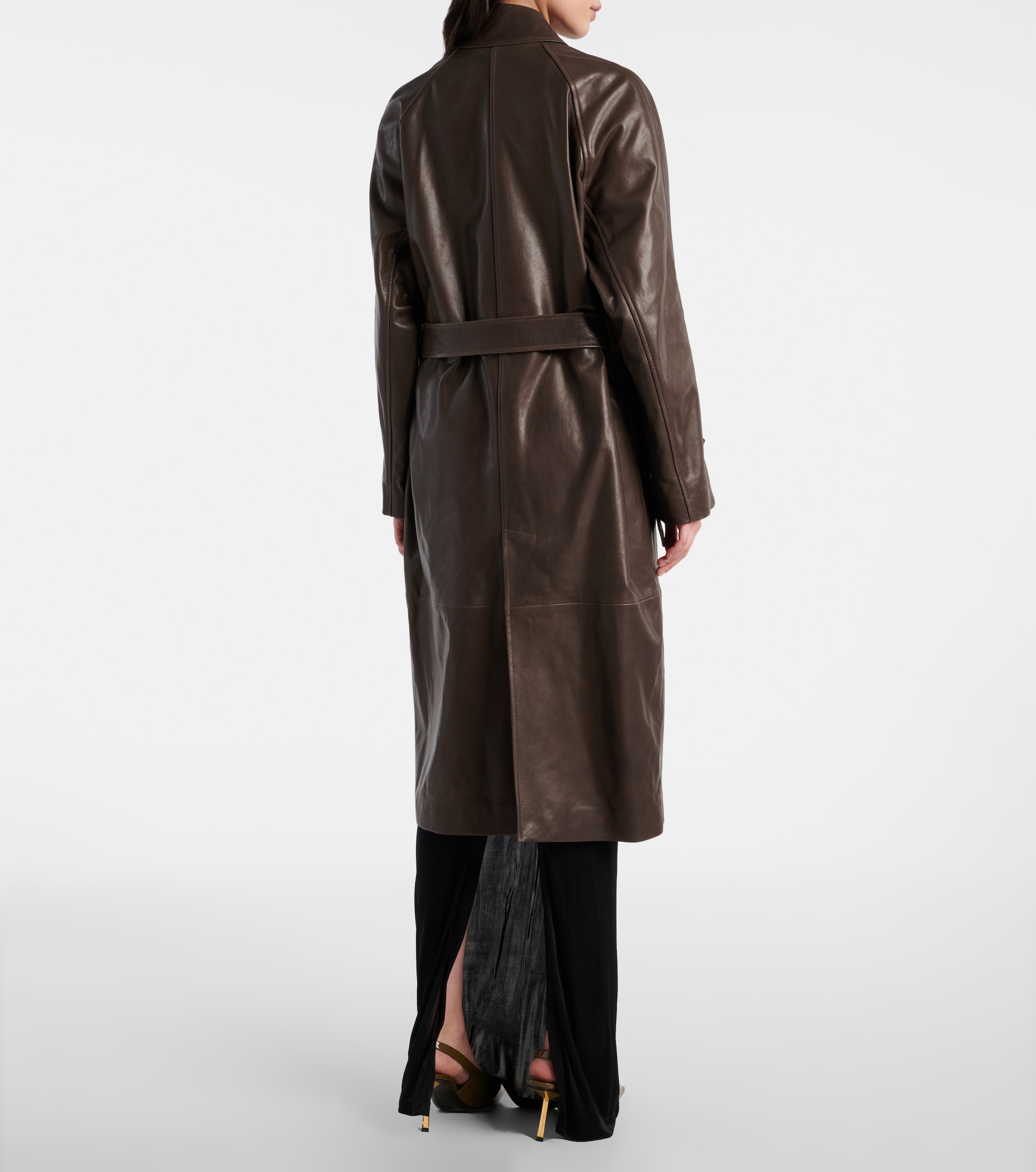 NOUR HAMMOUR Isolde belted leather coat thumbnail