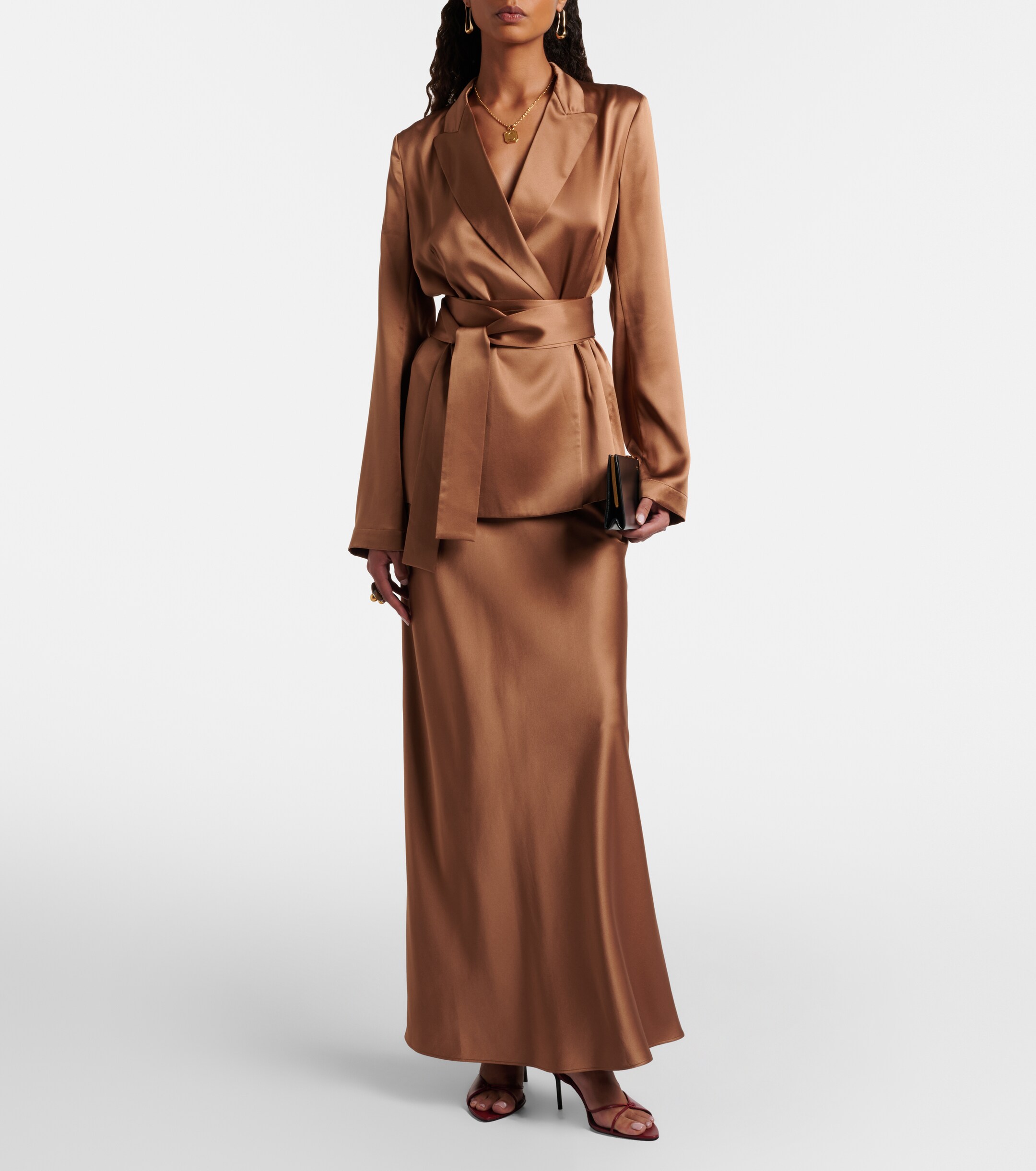 JOSEPH Archer double-breasted silk satin blazer