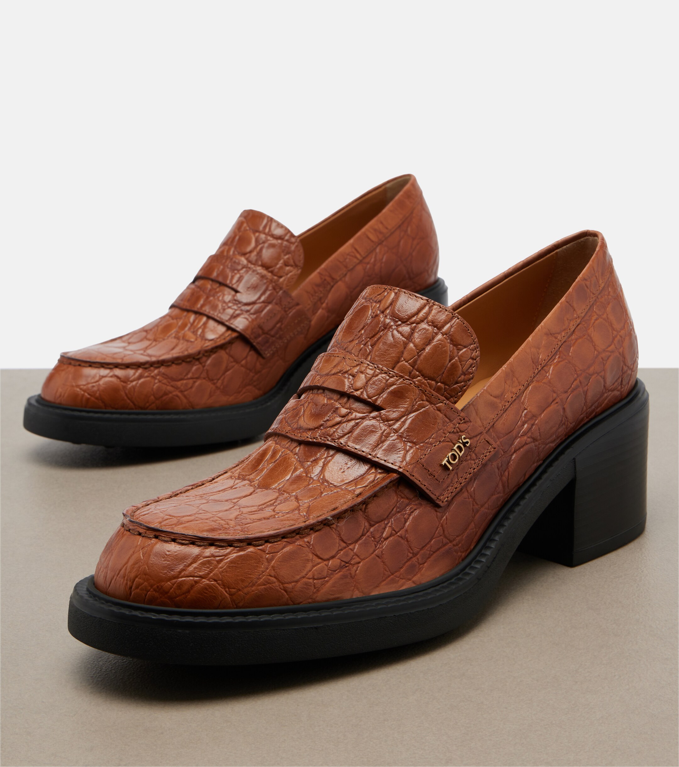 Tod's Tod's Croc-effect leather loafer pumps