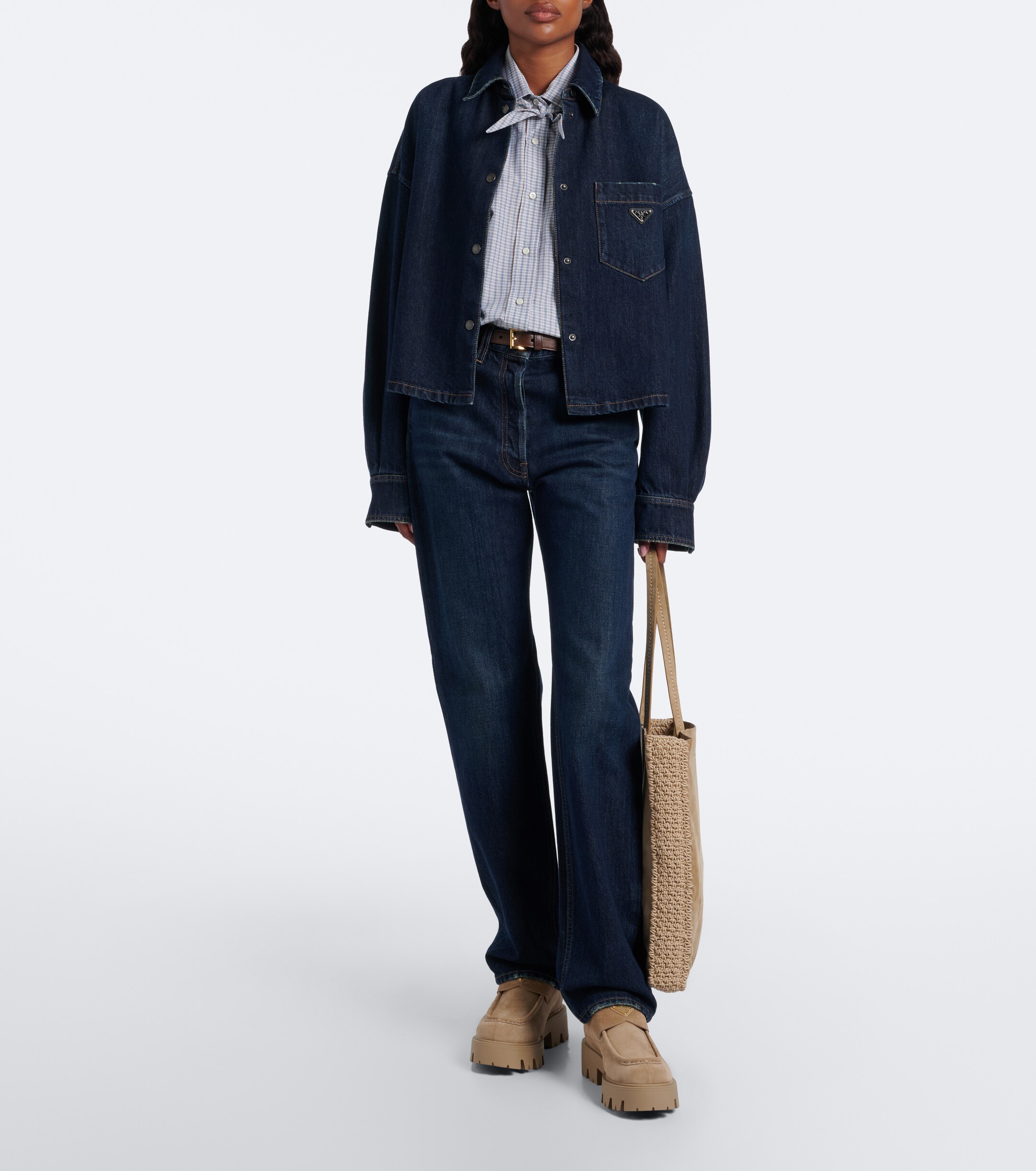 Prada Prada Shearling-trimmed suede platform ankle boots