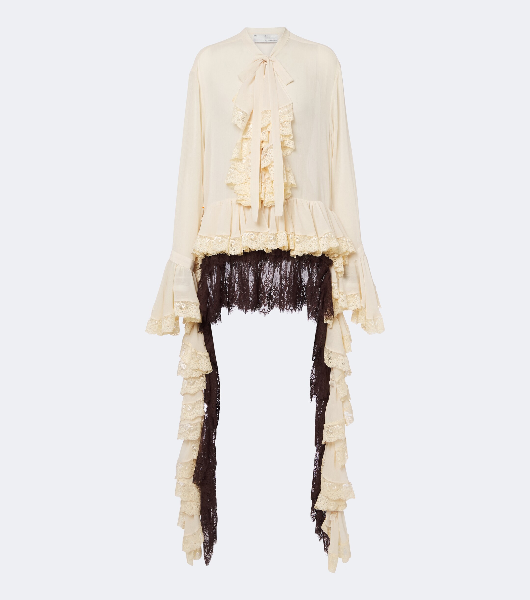 Xu Zhi Xu Zhi Ruffled lace-trimmed chiffon blouse