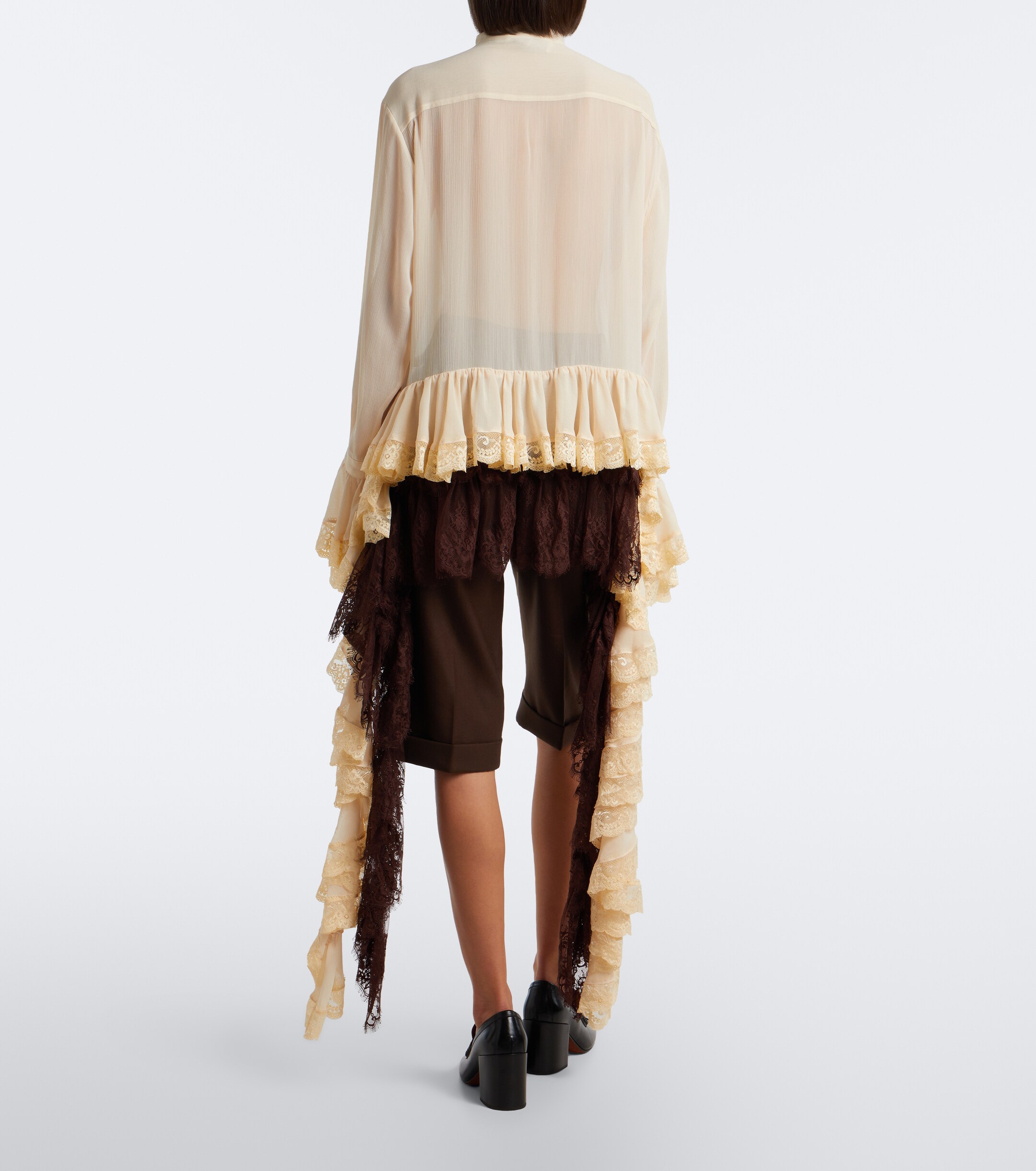 Xu Zhi Xu Zhi Ruffled lace-trimmed chiffon blouse