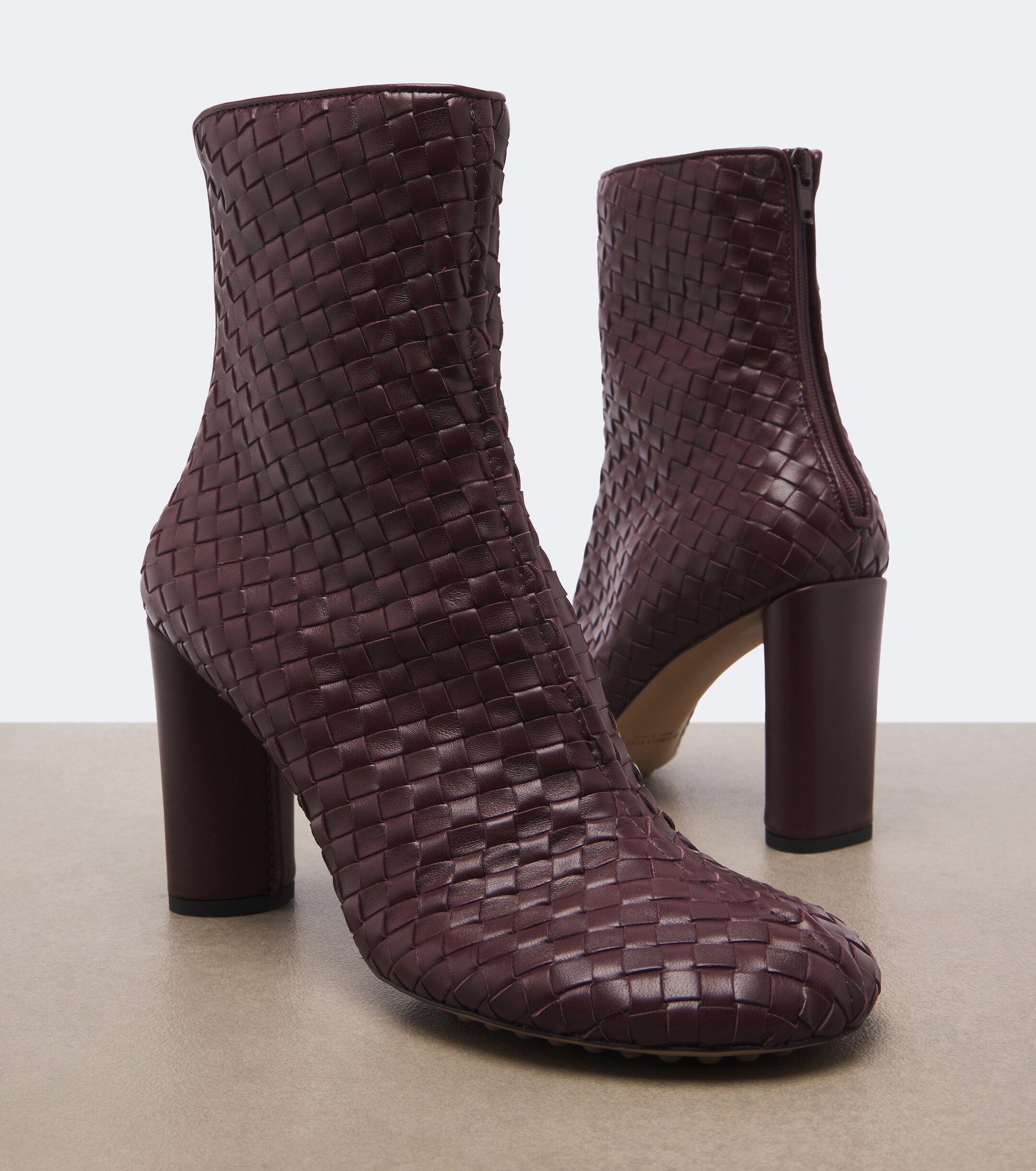 Bottega Veneta Bottega Veneta Cherry Intrecciato leather ankle boots