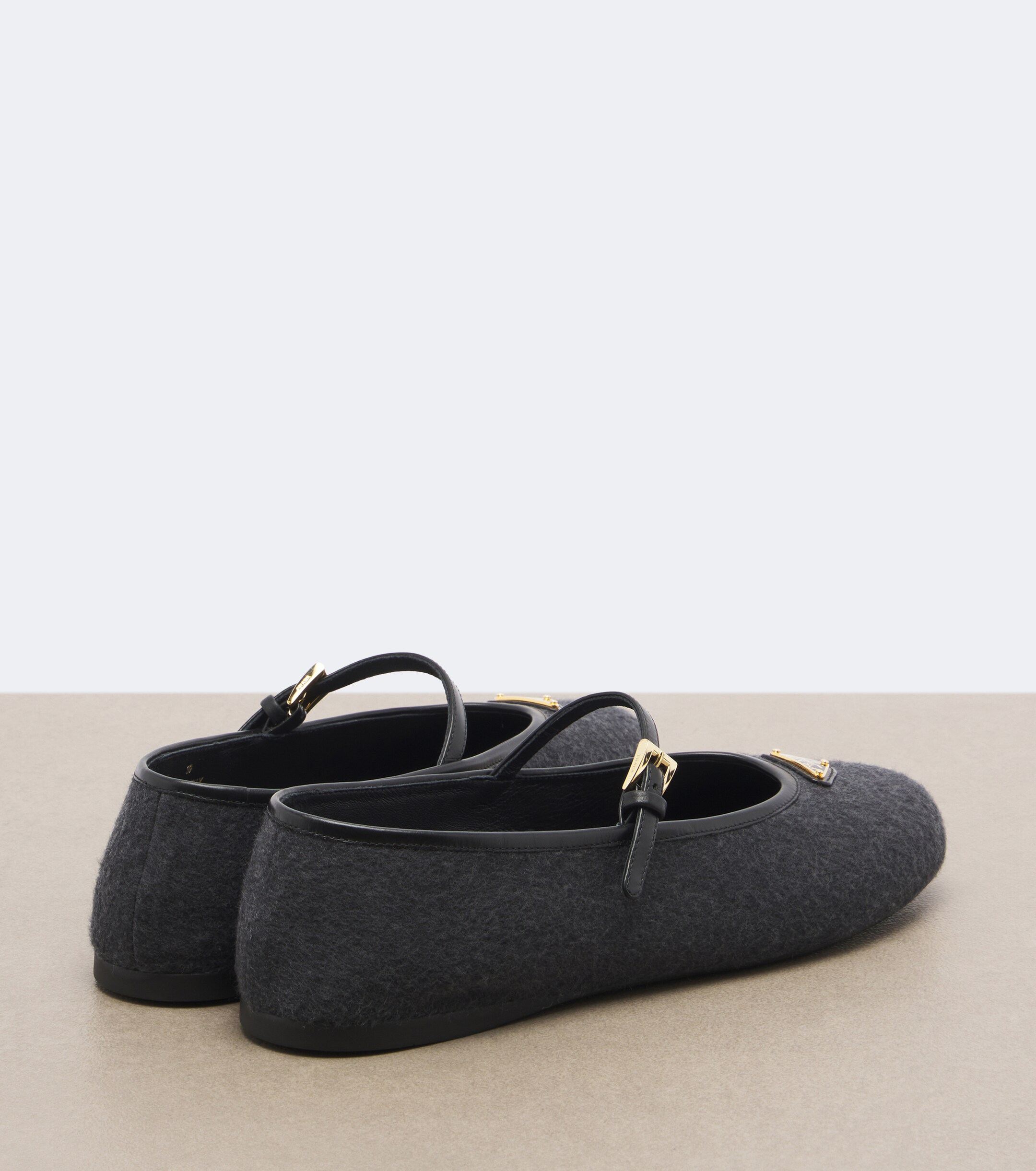 Prada Prada Leather-trimmed cashmere Mary Jane flats