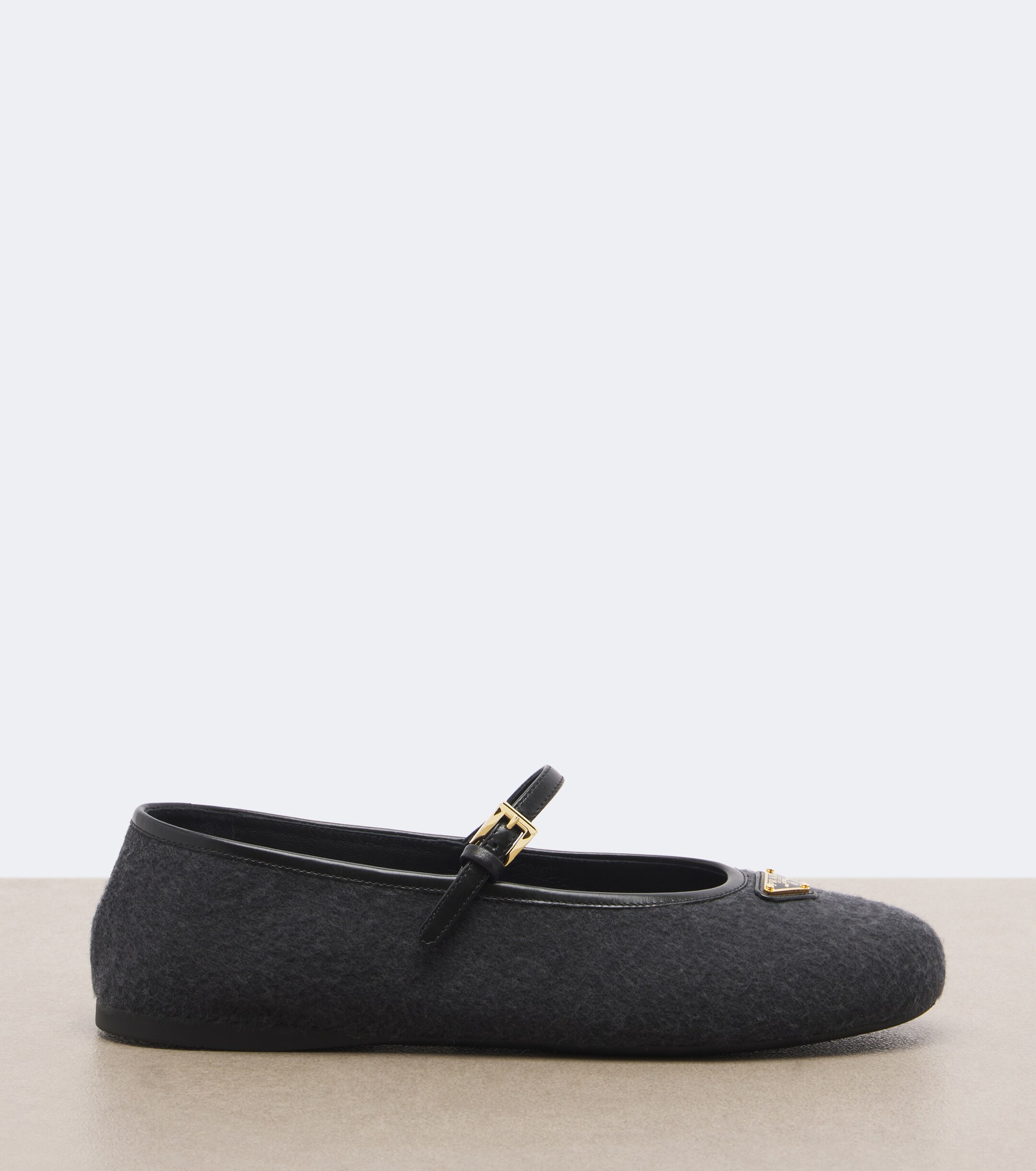 Prada Prada Leather-trimmed cashmere Mary Jane flats