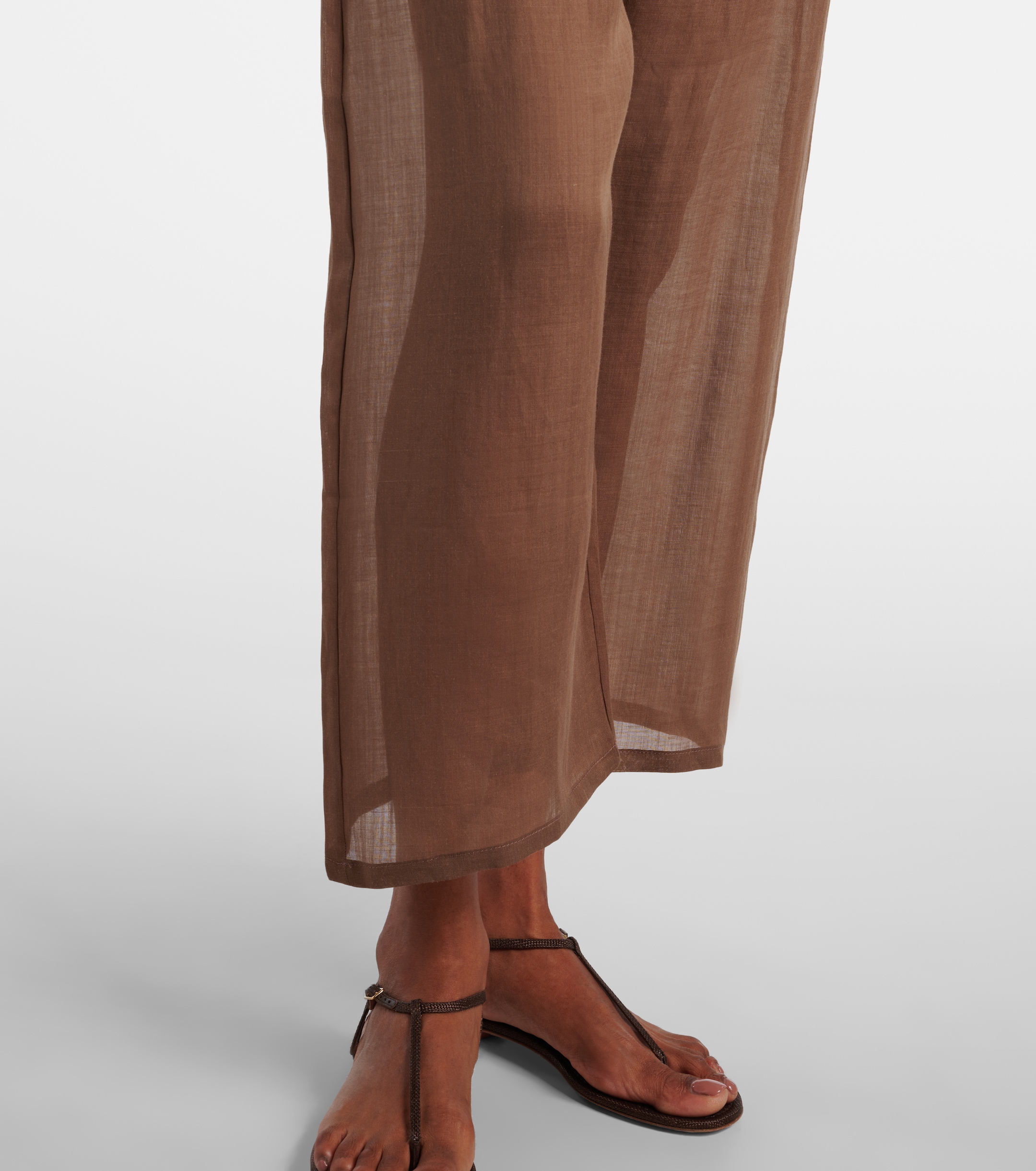 LESET Niko ramie cropped barrel-leg pants