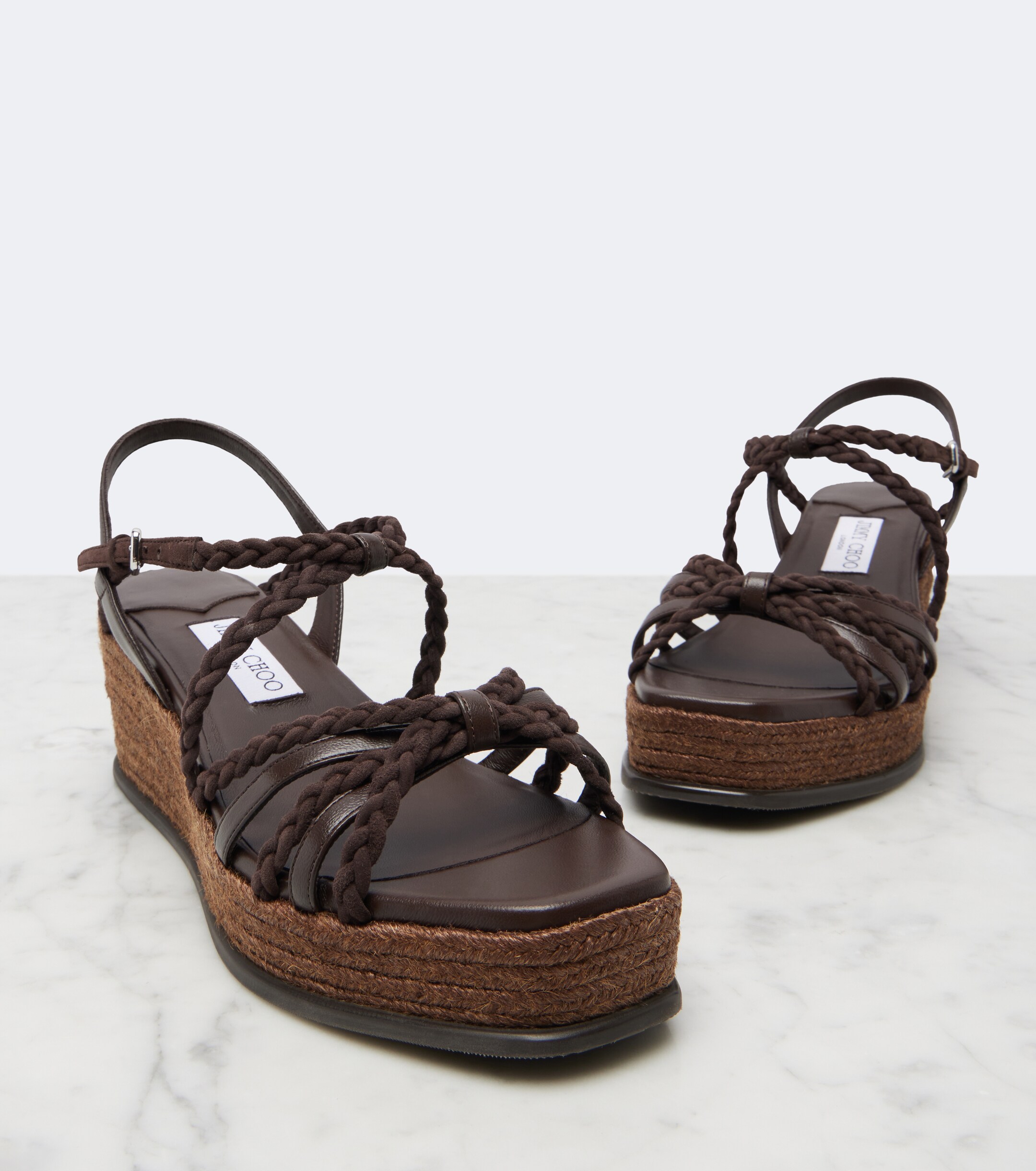 JIMMY CHOO Jimmy Choo Nyra braided suede espadrille wedges