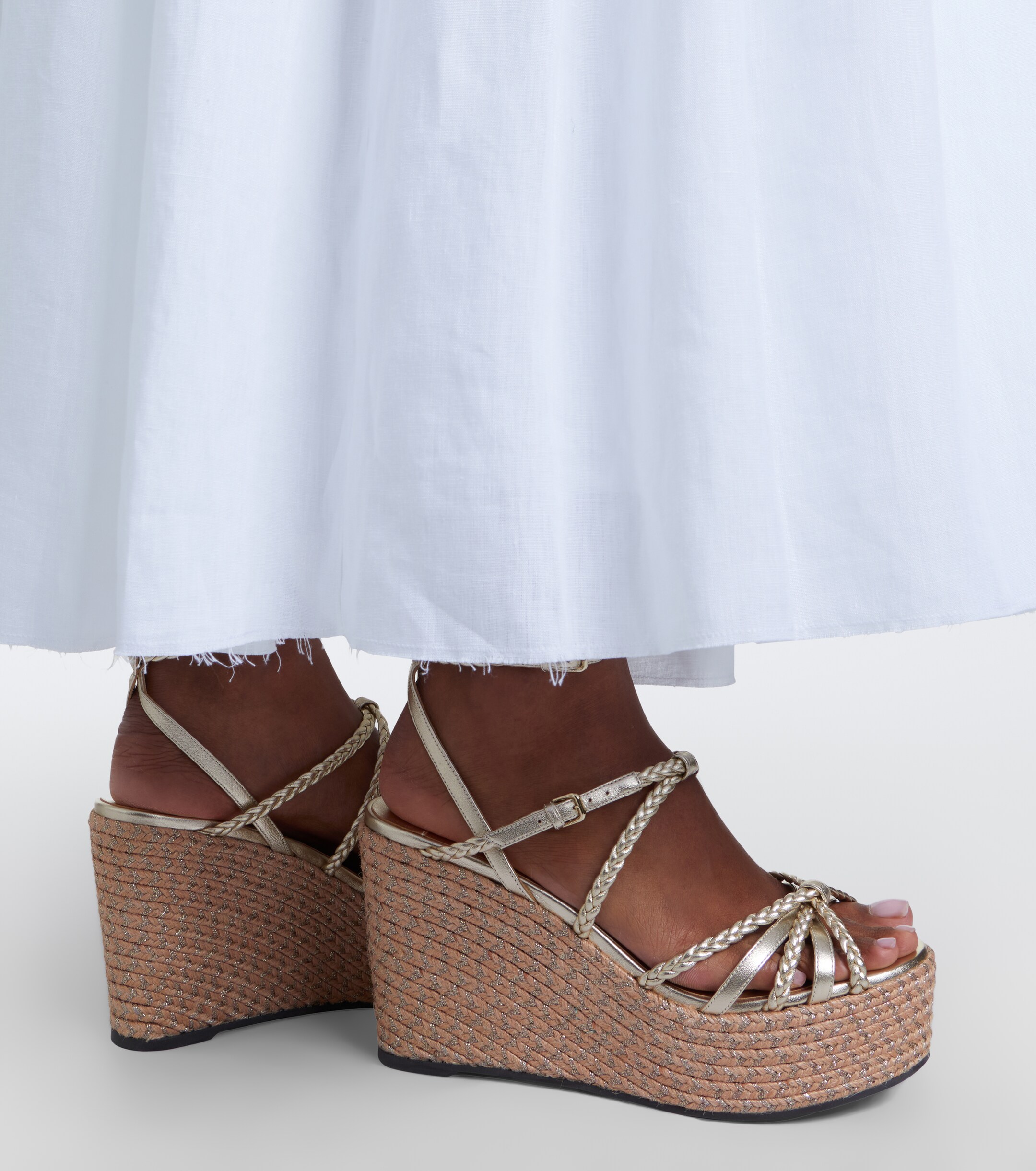 JIMMY CHOO Jimmy Choo Nyra braided leather espadrille wedges