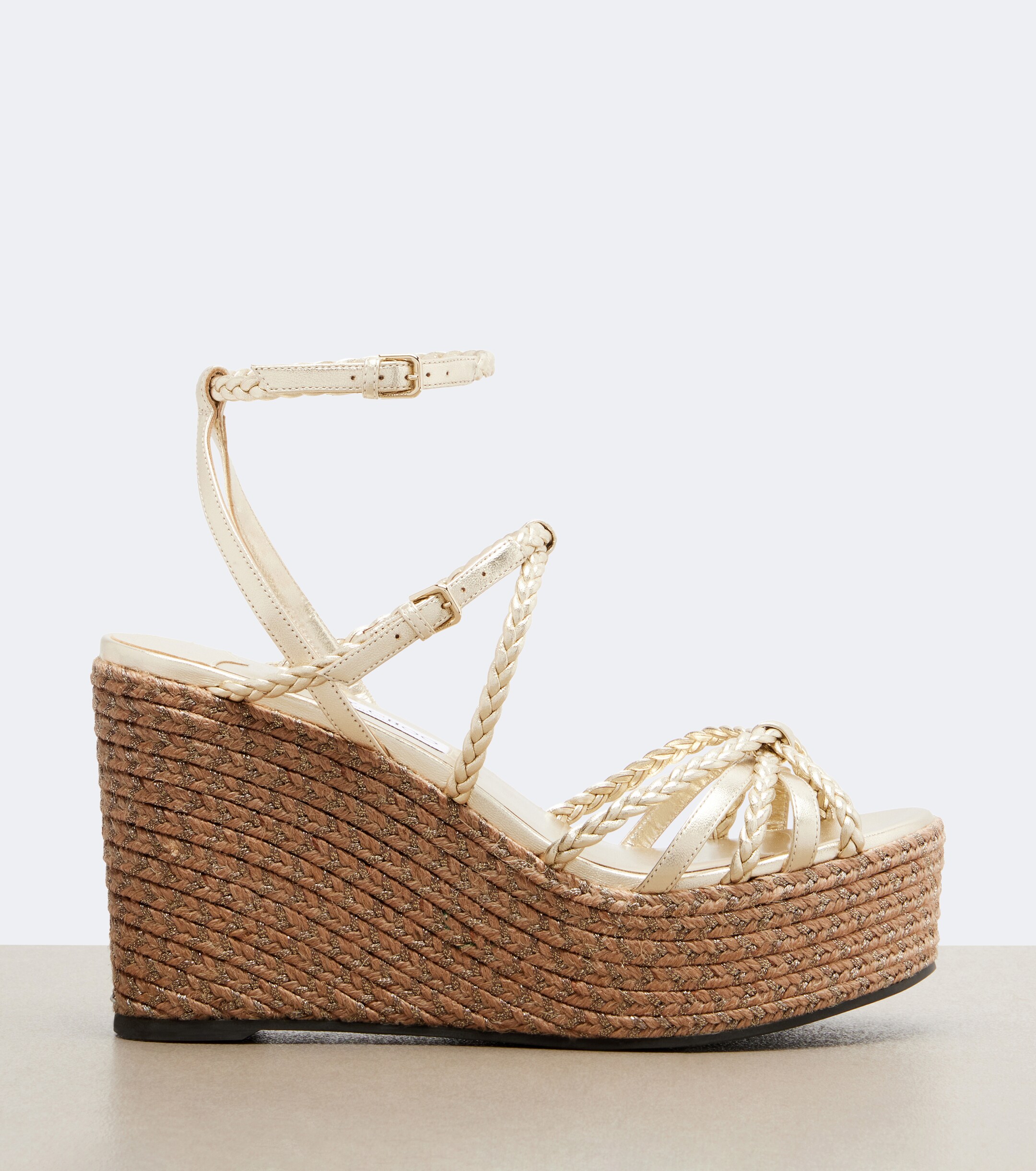 JIMMY CHOO Jimmy Choo Nyra braided leather espadrille wedges