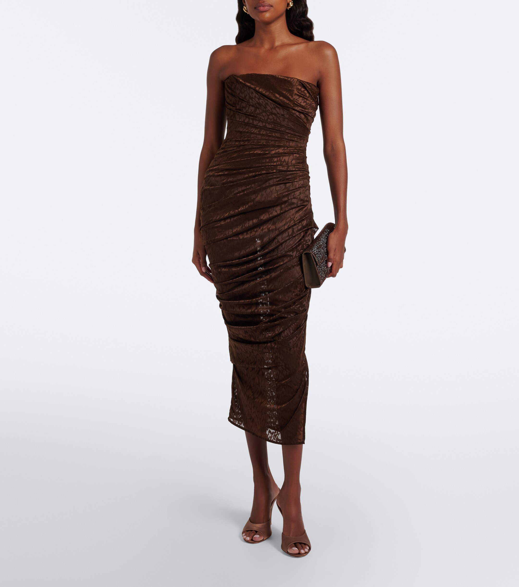 Alex Perry Alex Perry Leopard-print ruched lace midi dress
