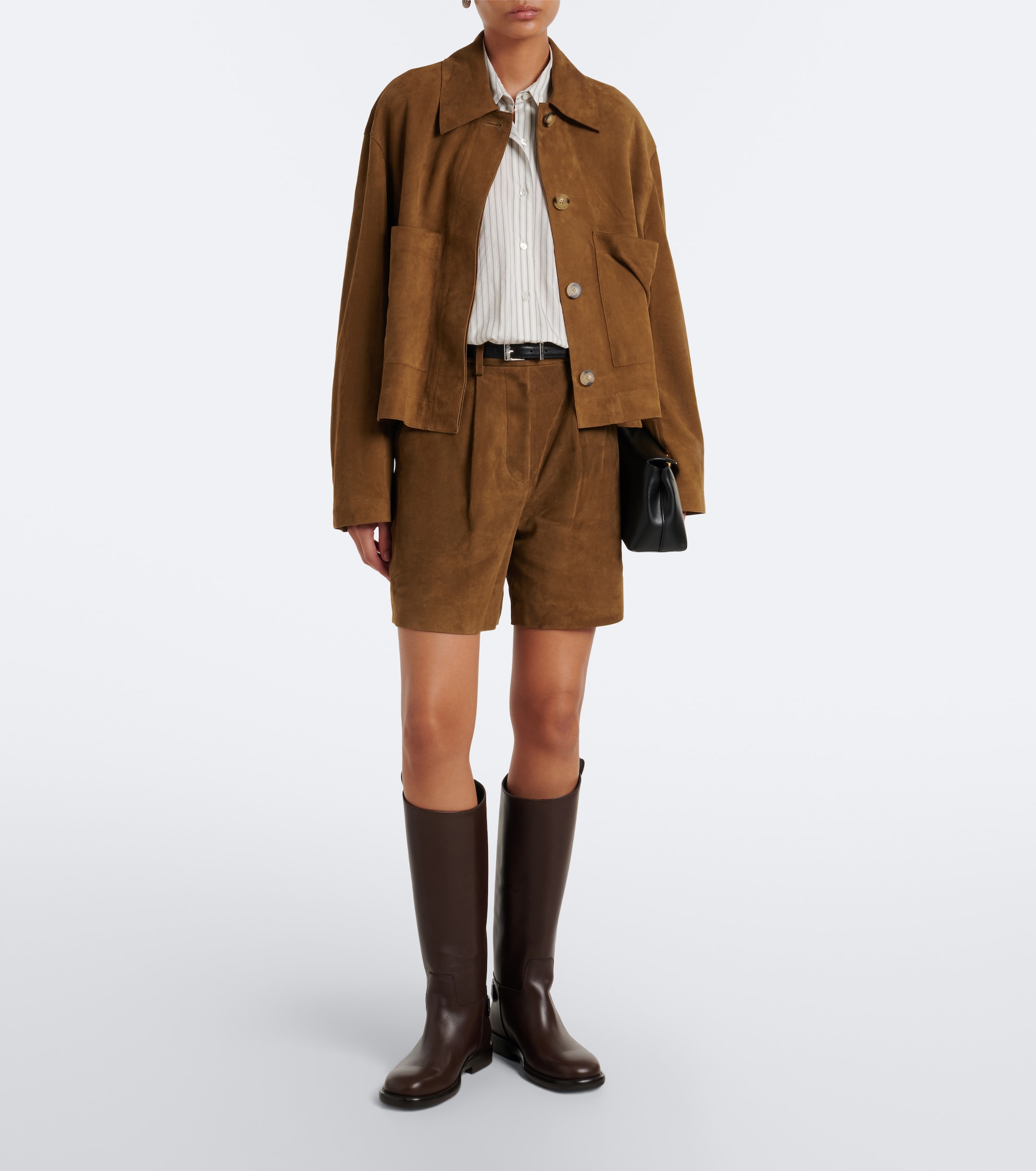 JOSEPH Joseph Suze pleated suede shorts