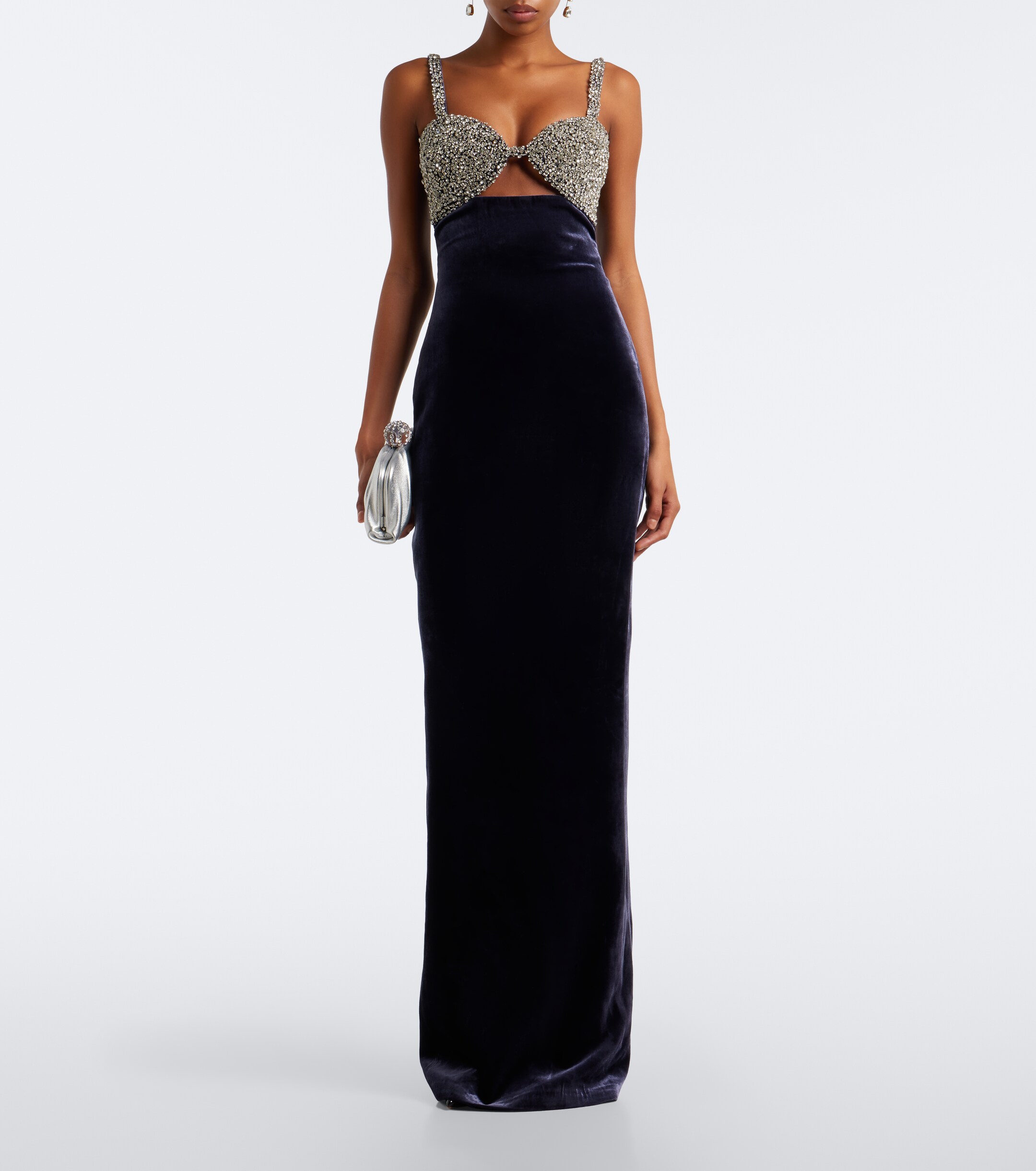 The New Arrivals Ilkyaz Ozel The New Arrivals Ilkyaz Ozel Lux cutout crystal-embellished velvet gown