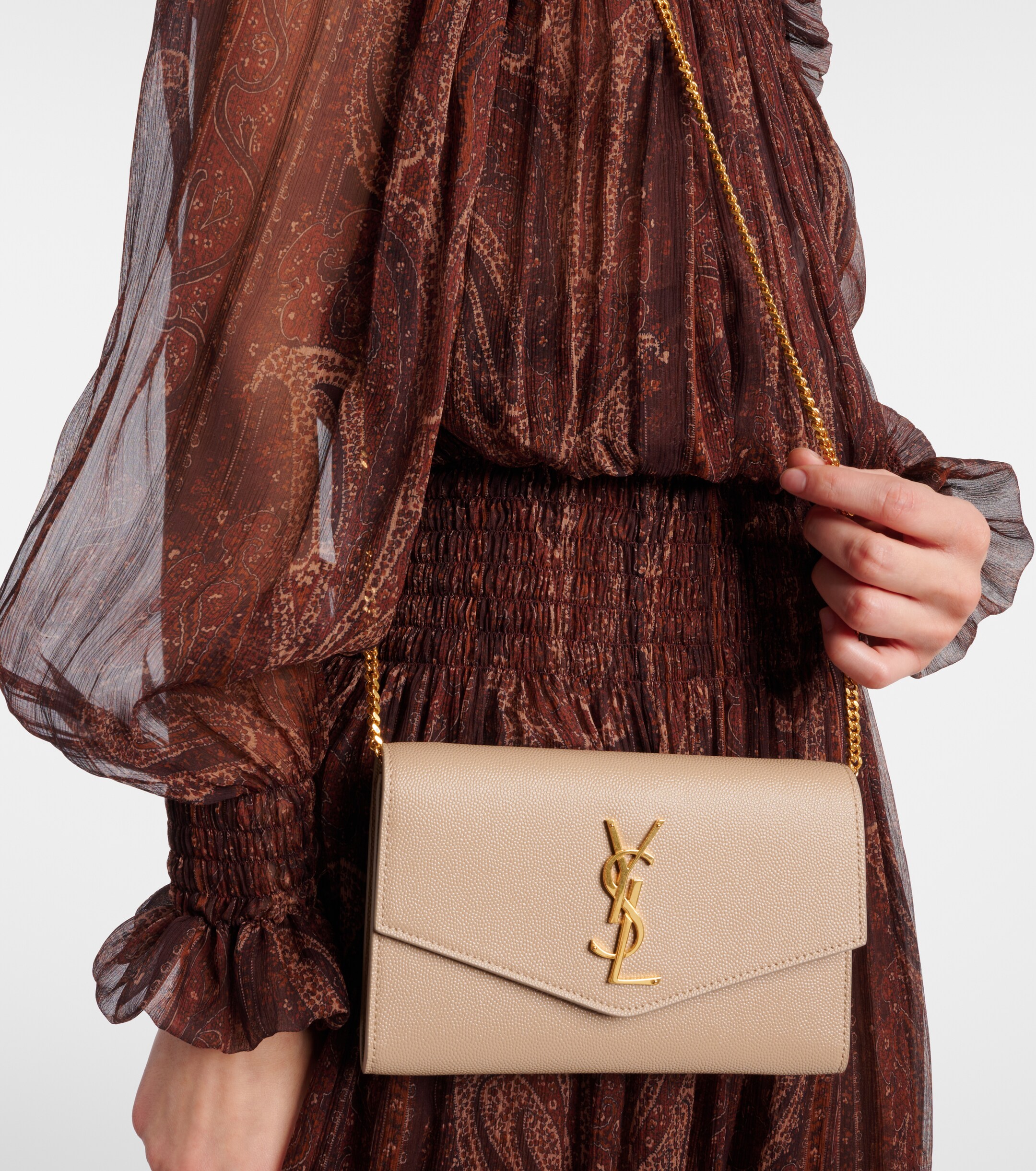 Saint Laurent Uptown leather wallet on chain