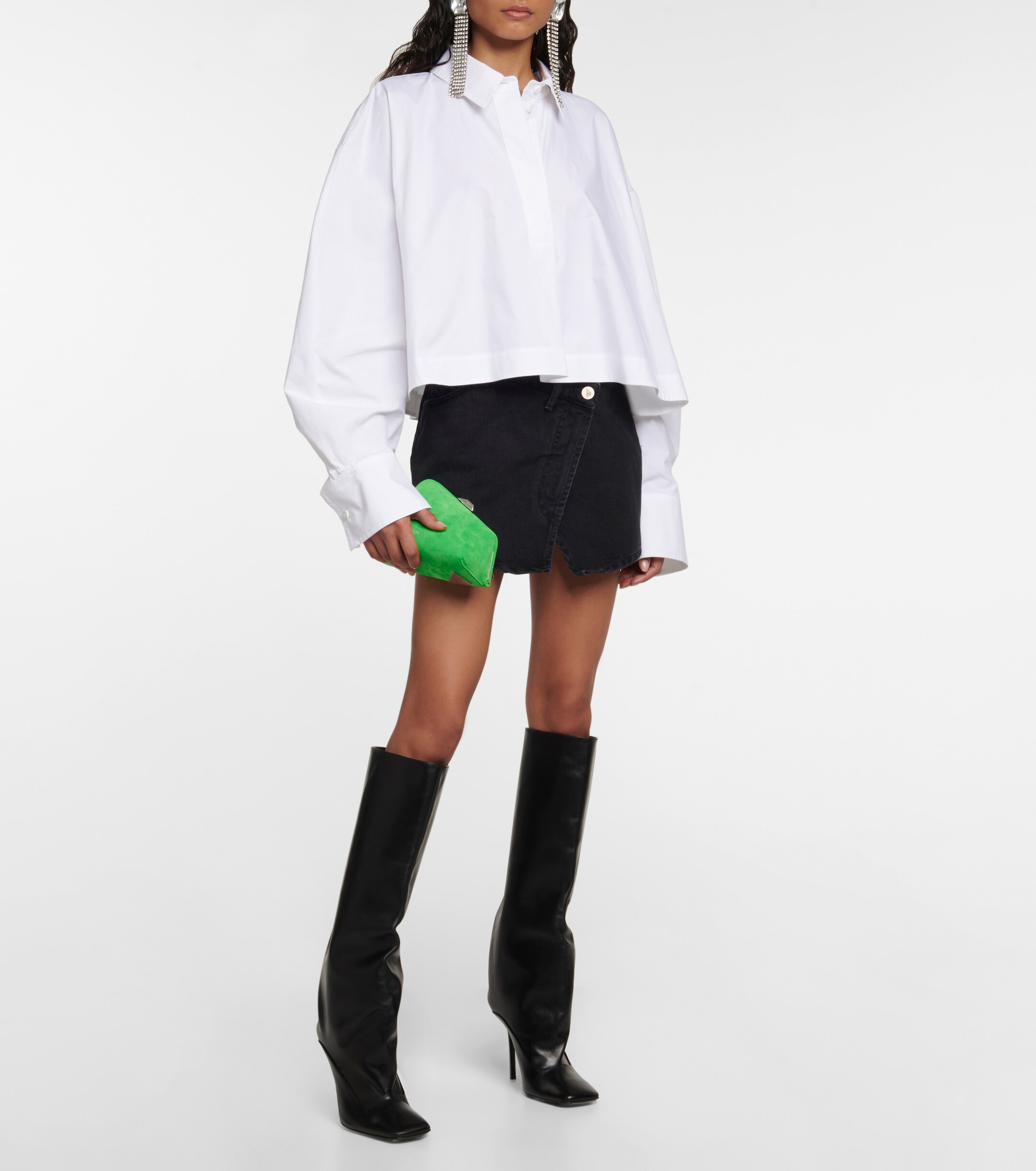 THE ATTICO Midnight suede leather clutch