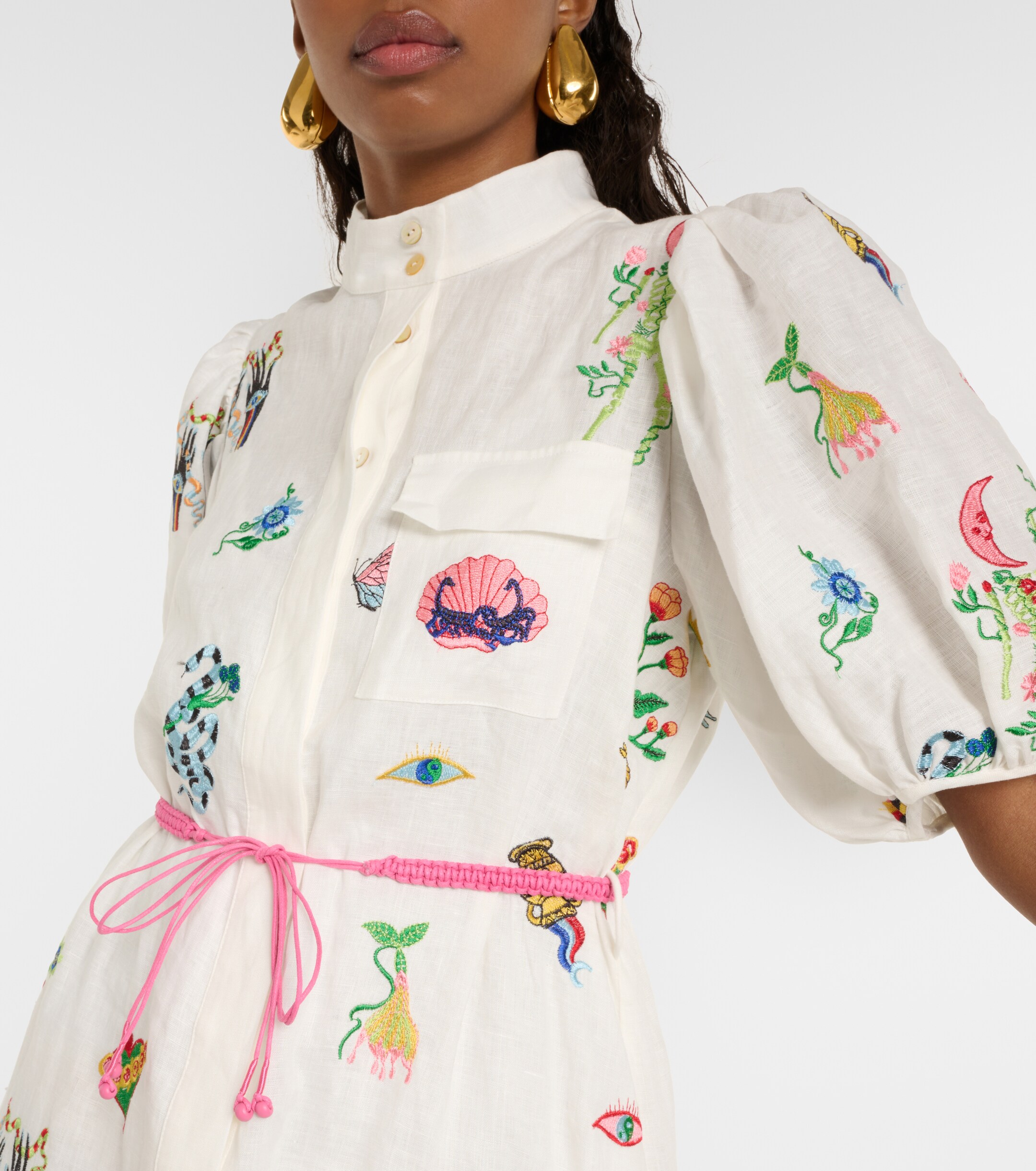Alémais Atticus embroidered linen shirt dress thumbnail