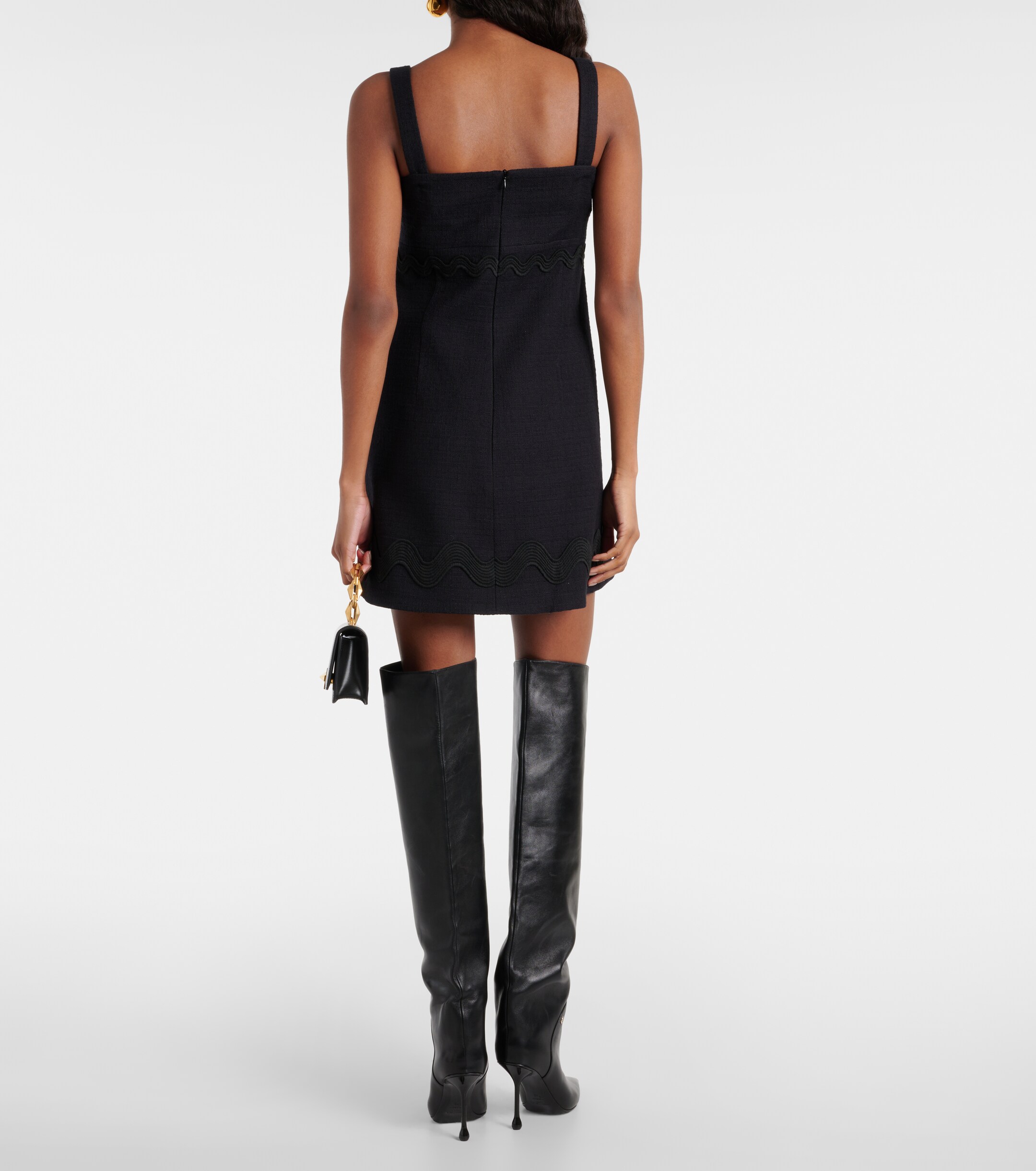 Patou Bow-detail cotton-blend tweed minidress 