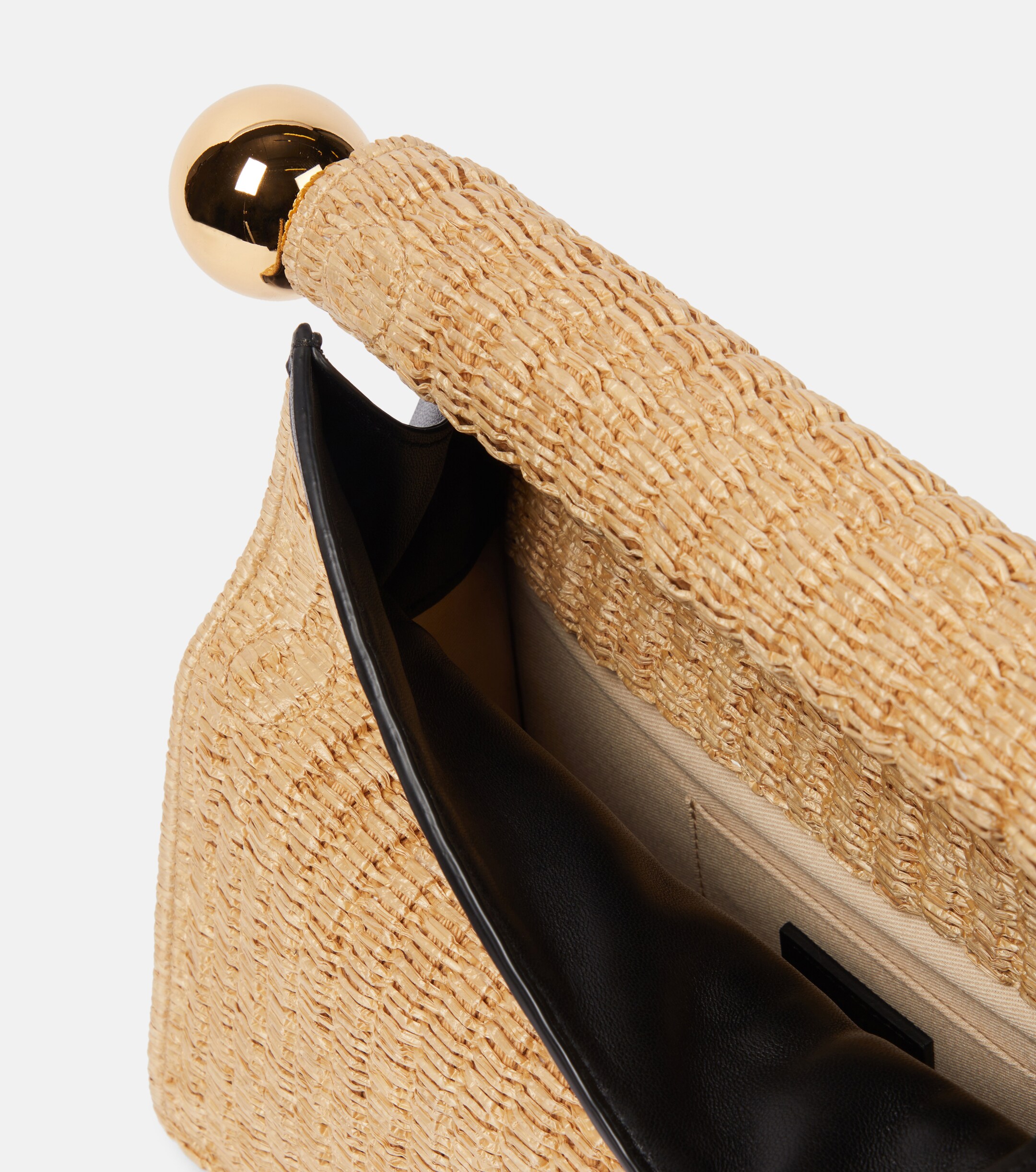 Jacquemus Rond Carré woven raffia-effect clutch
