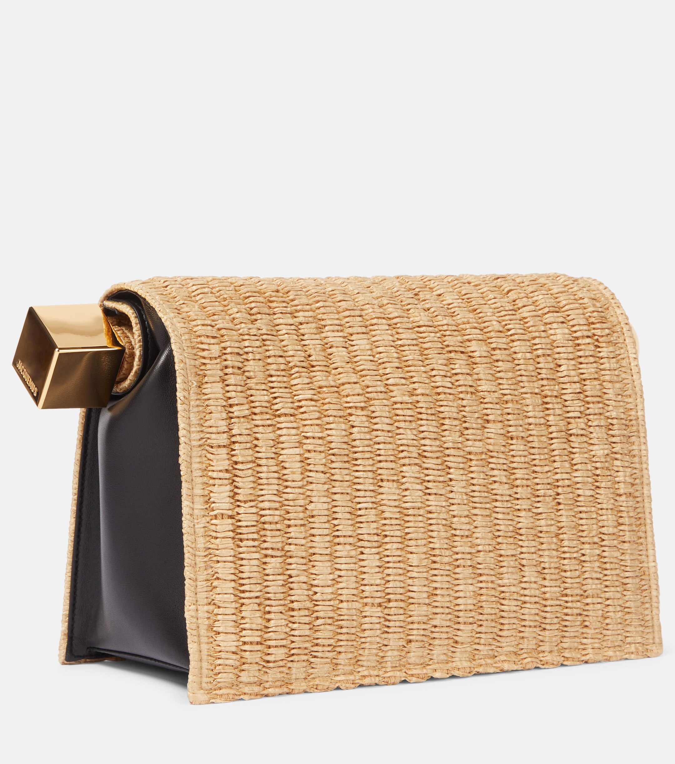 Jacquemus Rond Carré woven raffia-effect clutch