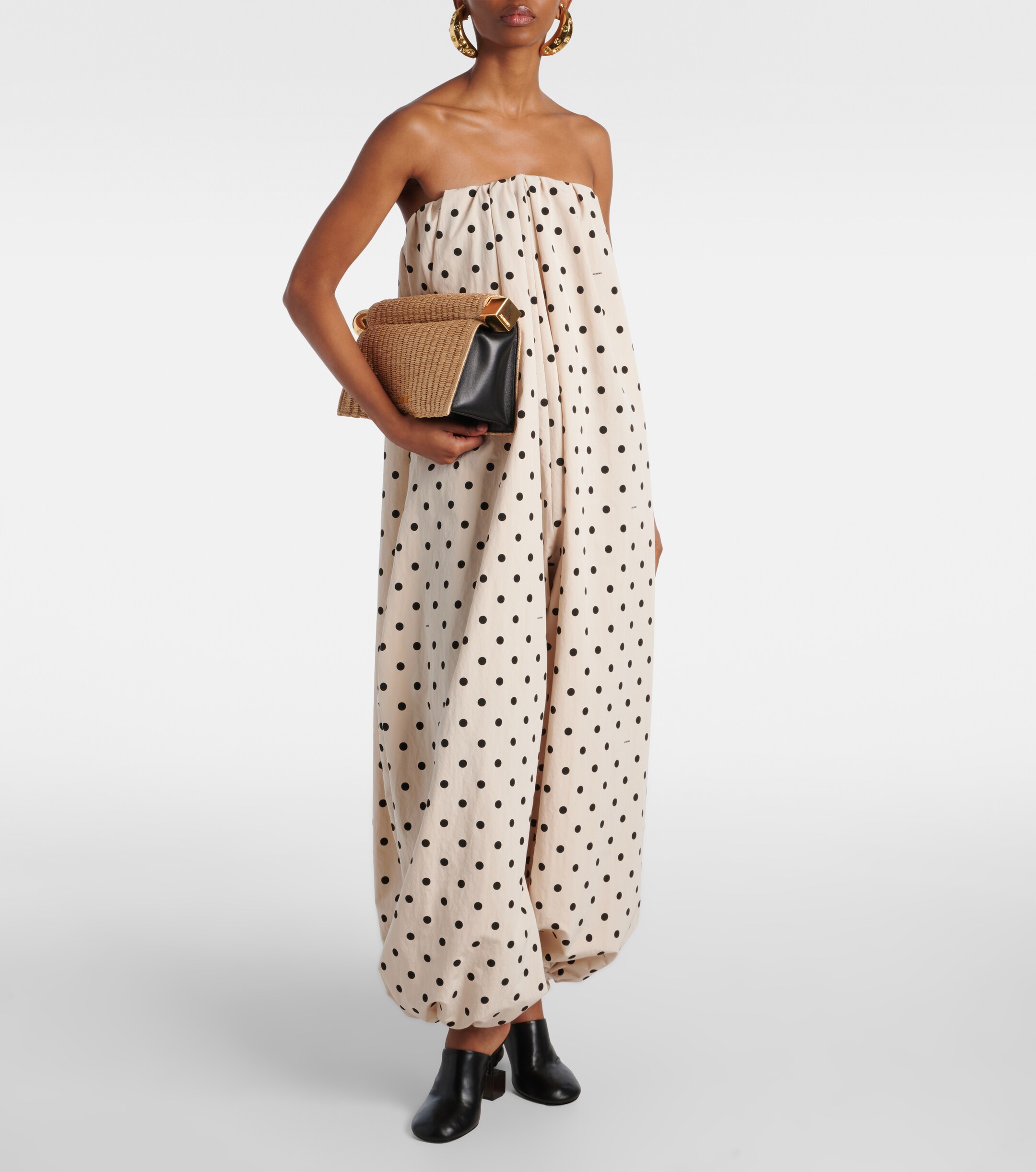 Jacquemus Rond Carré woven raffia-effect clutch