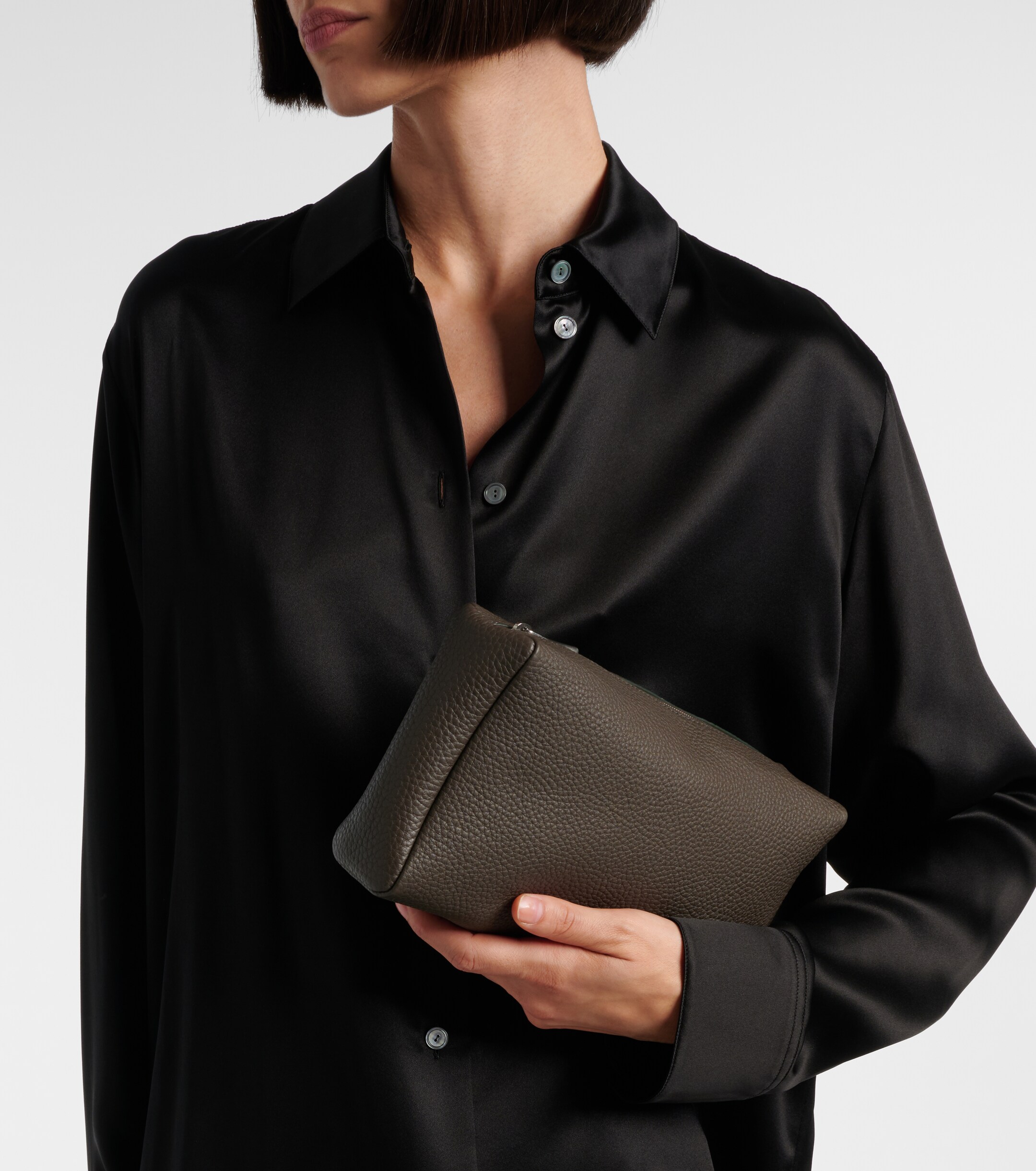 The Row Squared Compact leather clutch