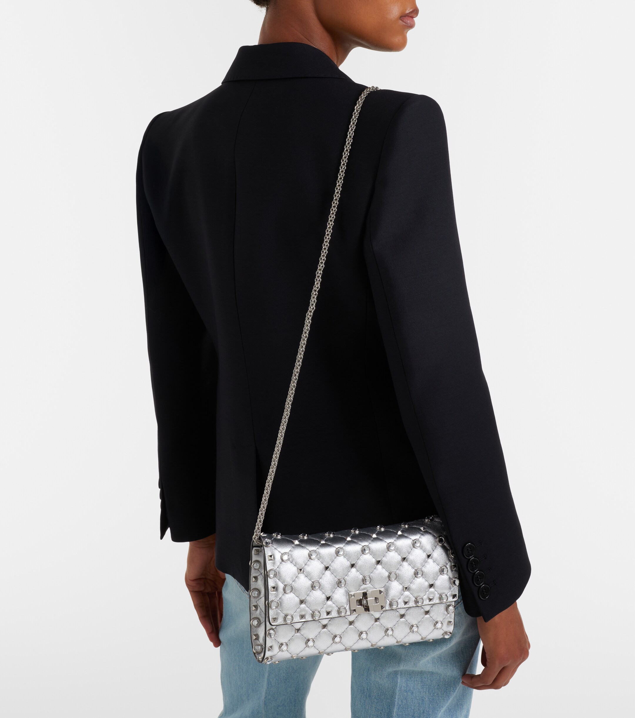 Valentino Garavani Rockstud Spike metallic leather shoulder bag thumbnail