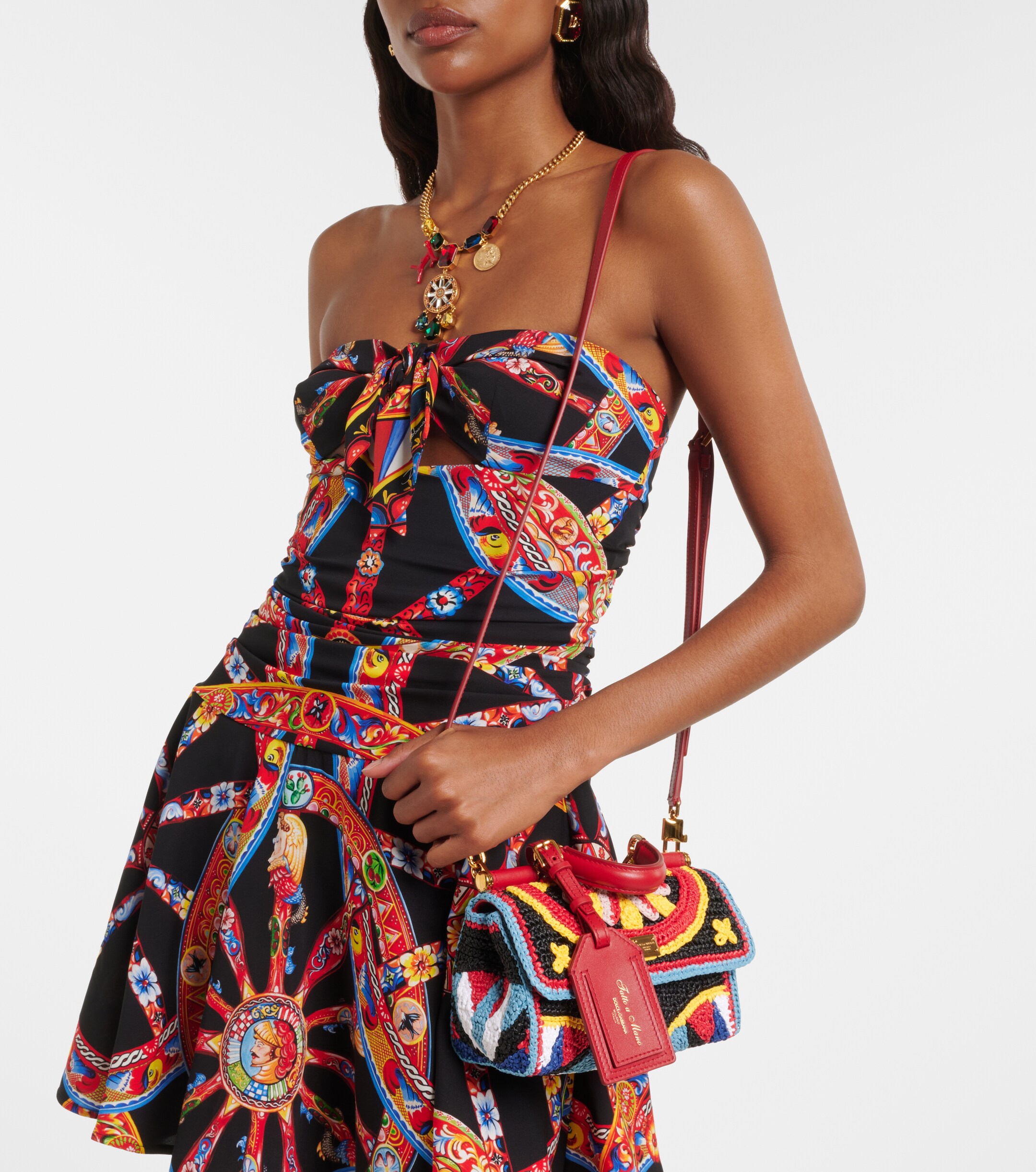 Dolce&Gabbana My Sicily Mini crochet top-handle bag