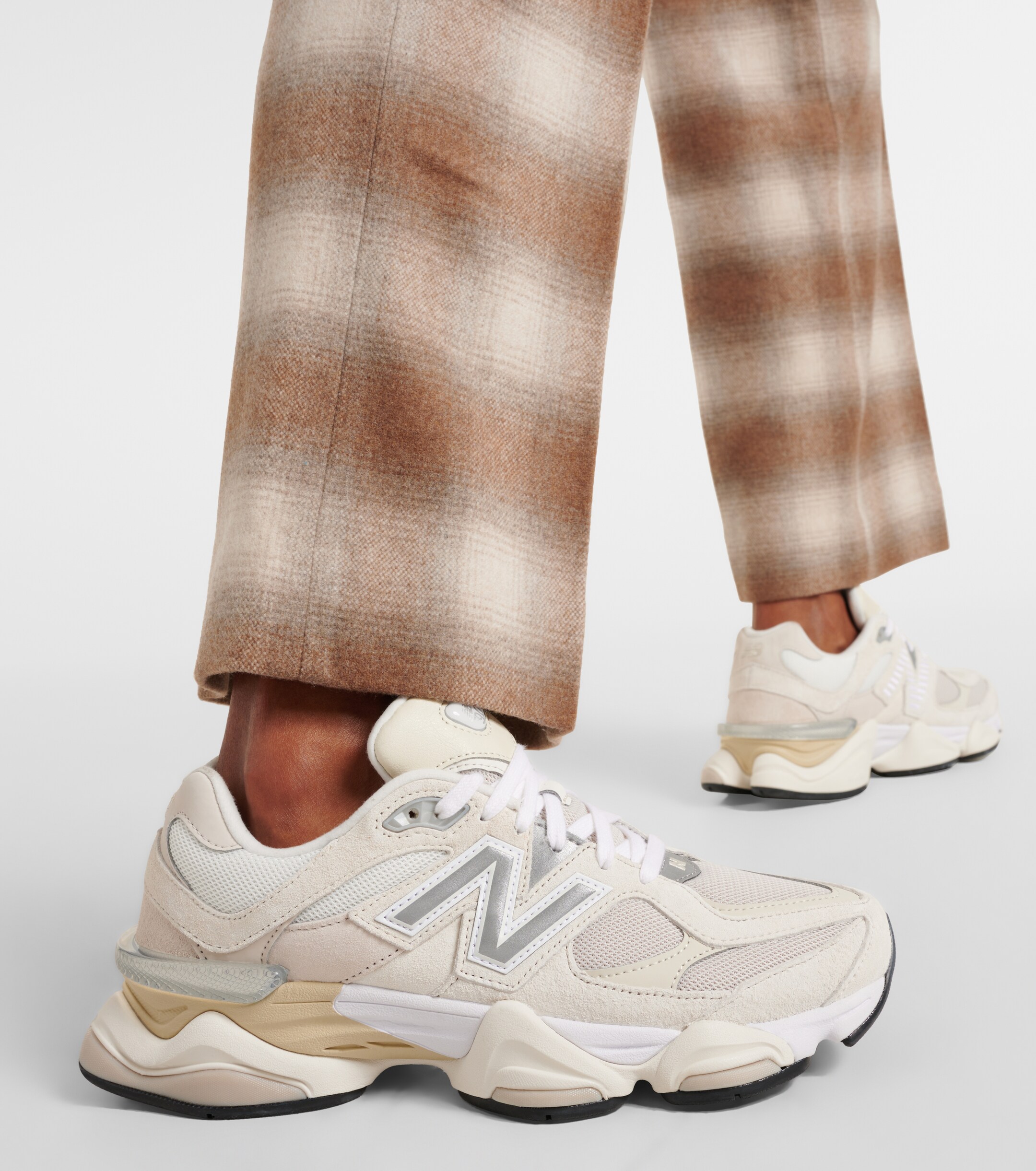 New Balance 9060 suede-trimmed sneakers