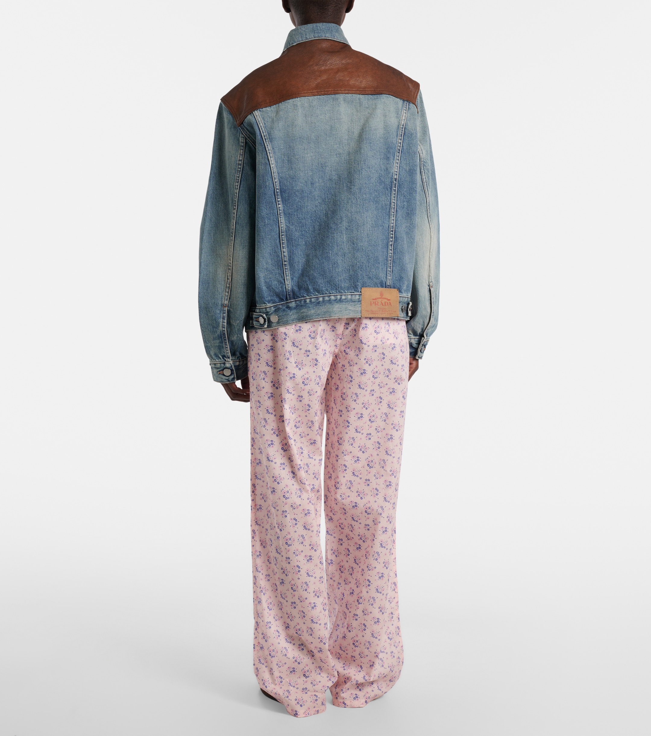 Prada - Leather-trimmed denim jacket | Plush