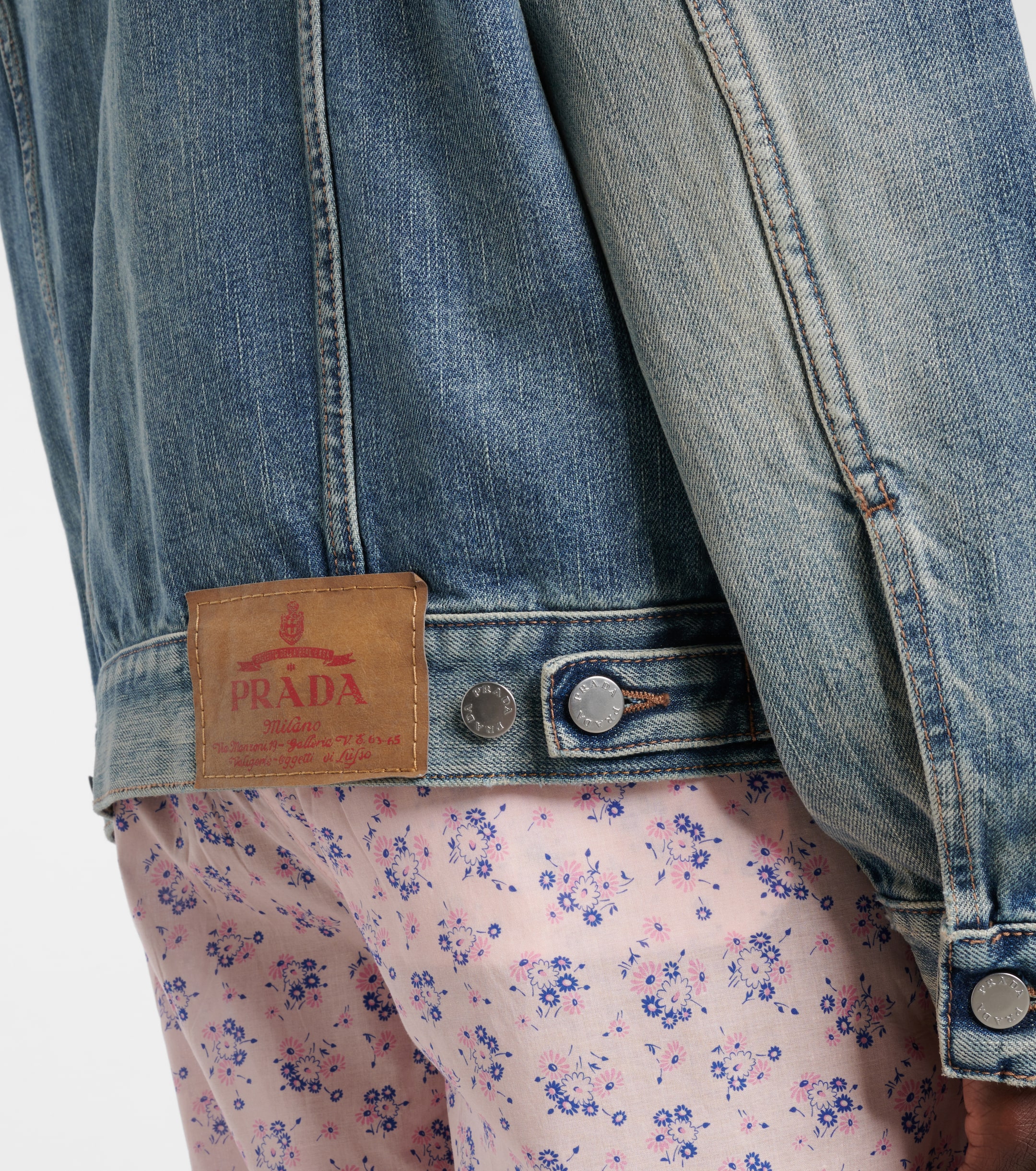 Prada - Leather-trimmed denim jacket | Plush